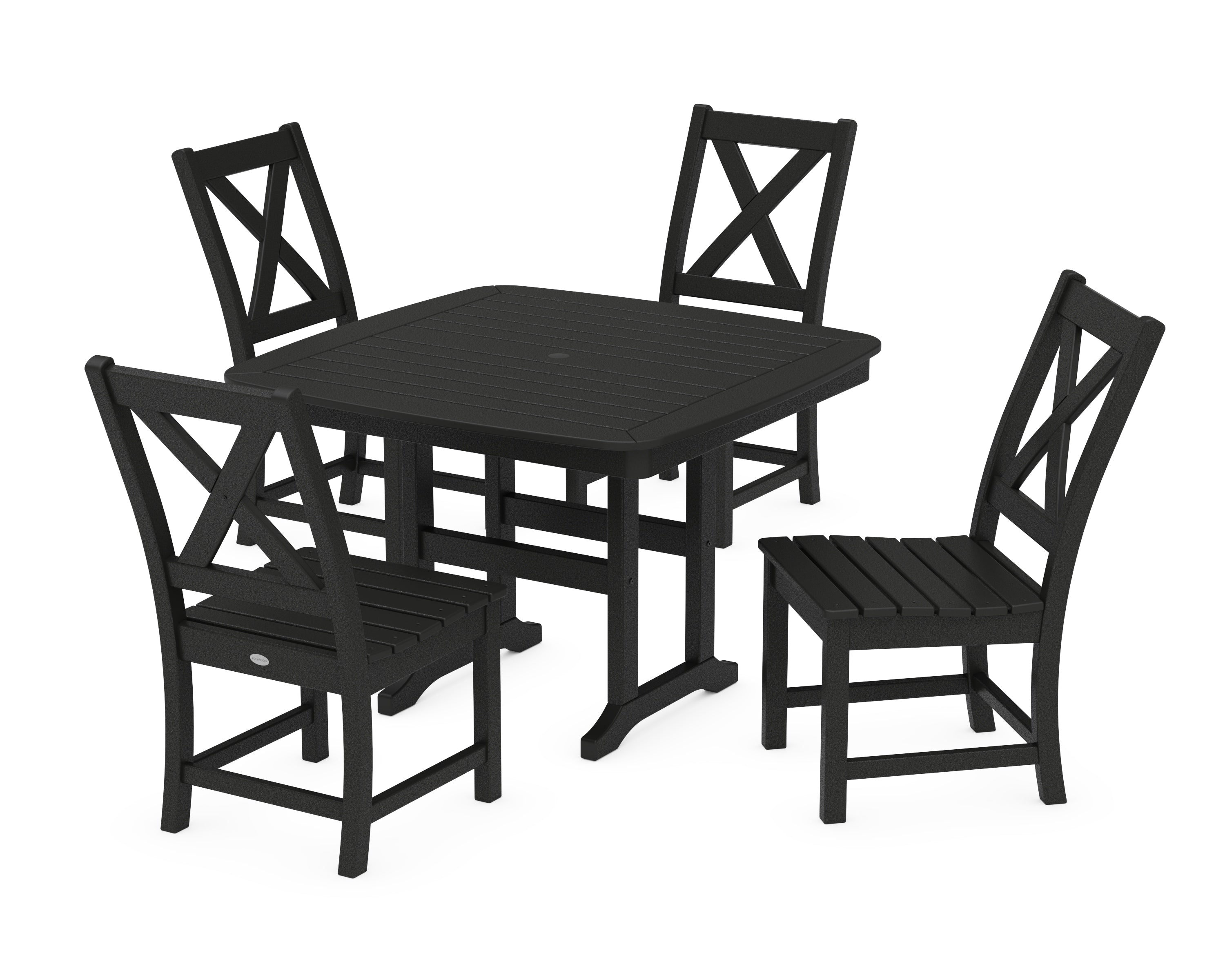 POLYWOOD® Braxton Side Chair 5-Piece Dining Set with Trestle Legs in Black