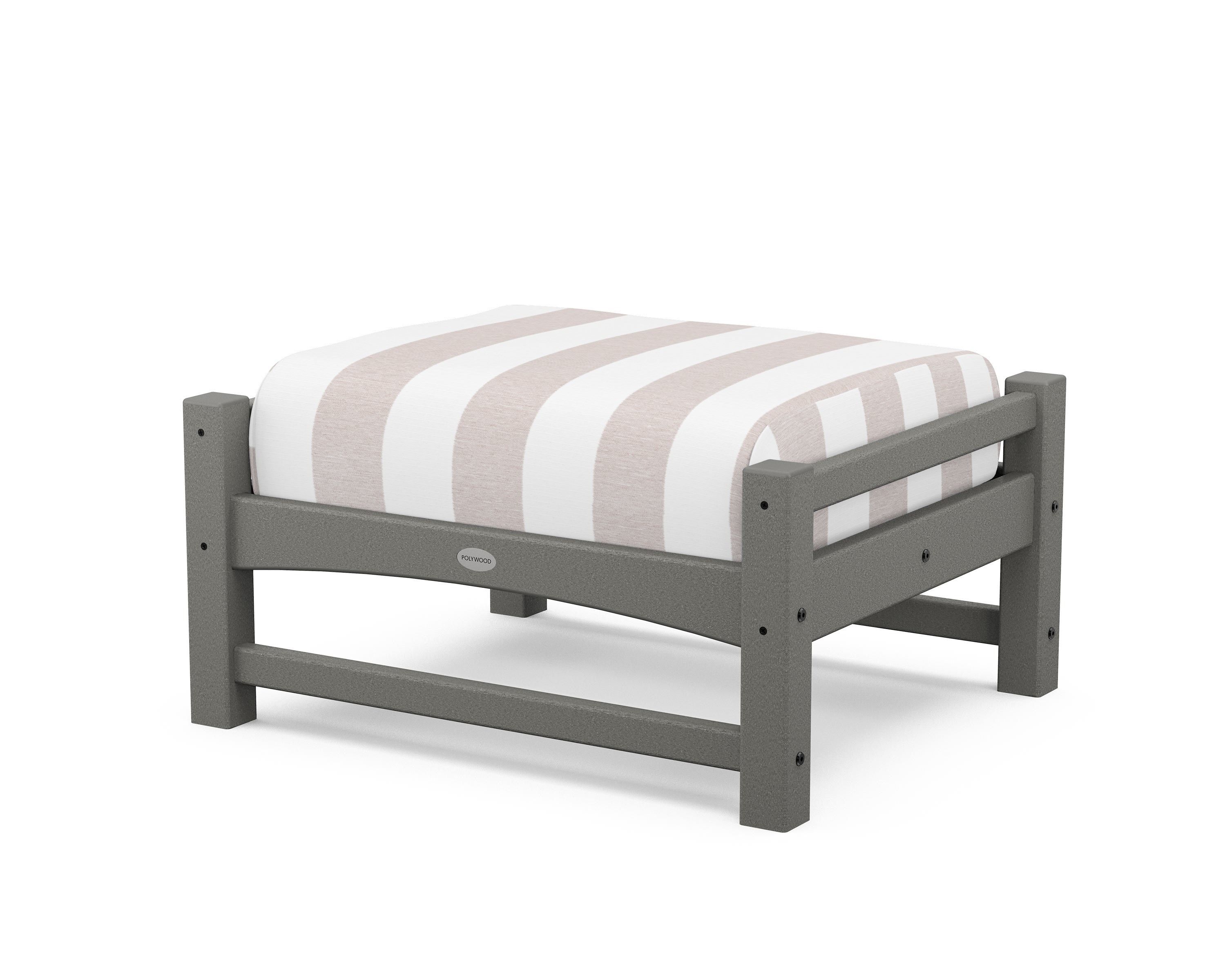 POLYWOOD® Club Ottoman in Slate Grey / Cabana Stripe Dune Burlap