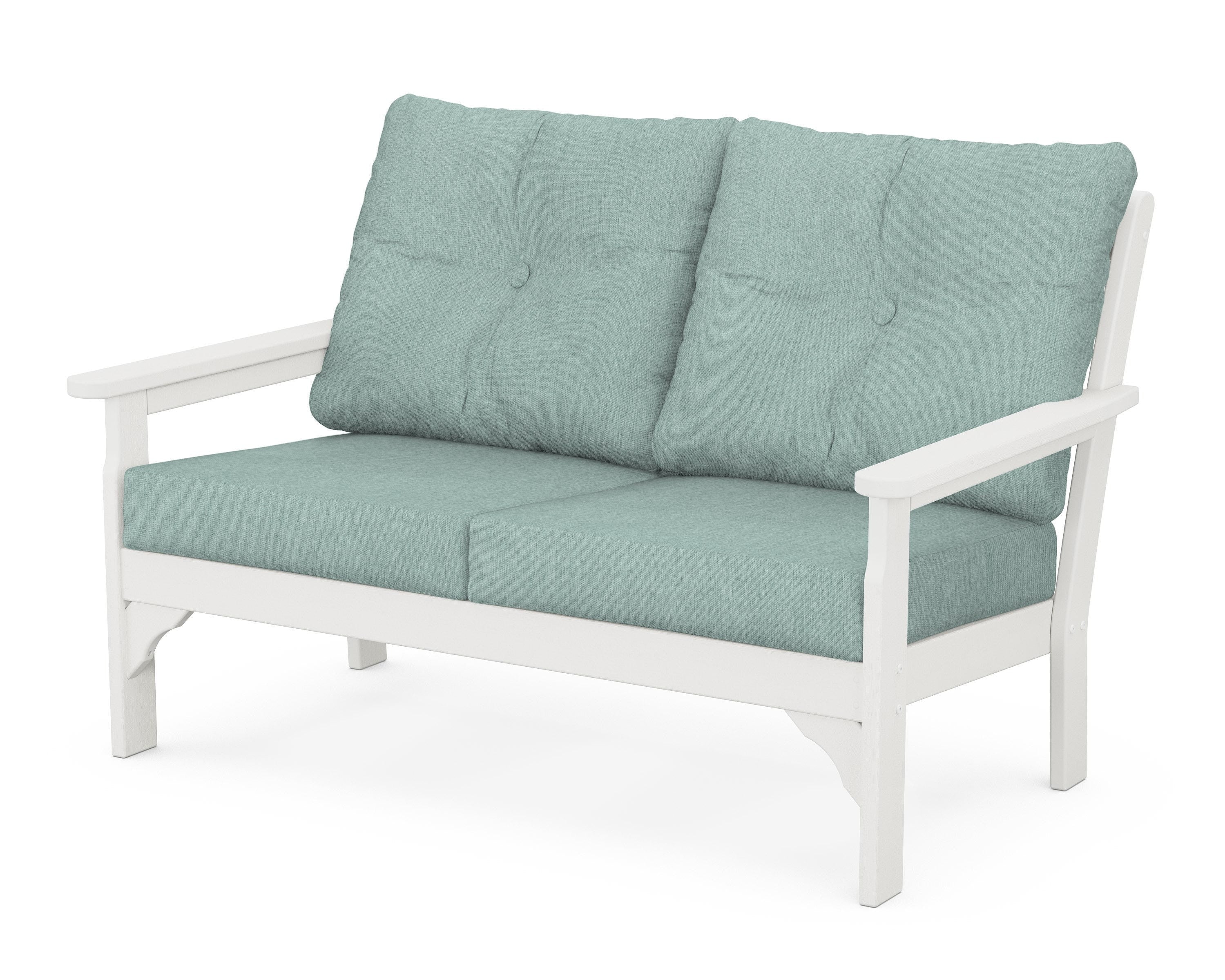 POLYWOOD® Vineyard Deep Seating Loveseat in Vintage White / Glacier Spa