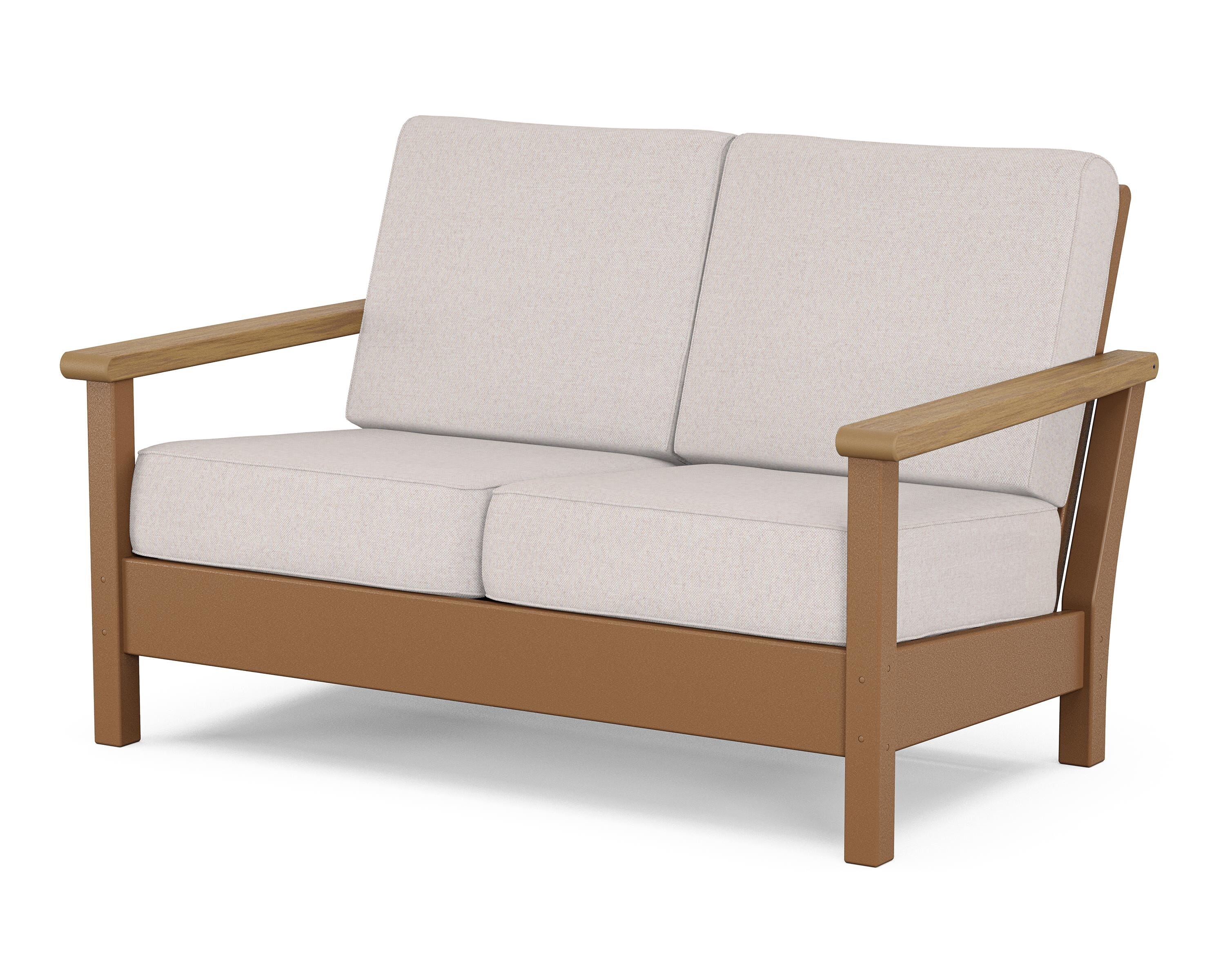 POLYWOOD® Harbour Deep Seating Loveseat in Teak / Natural / Dune Burlap