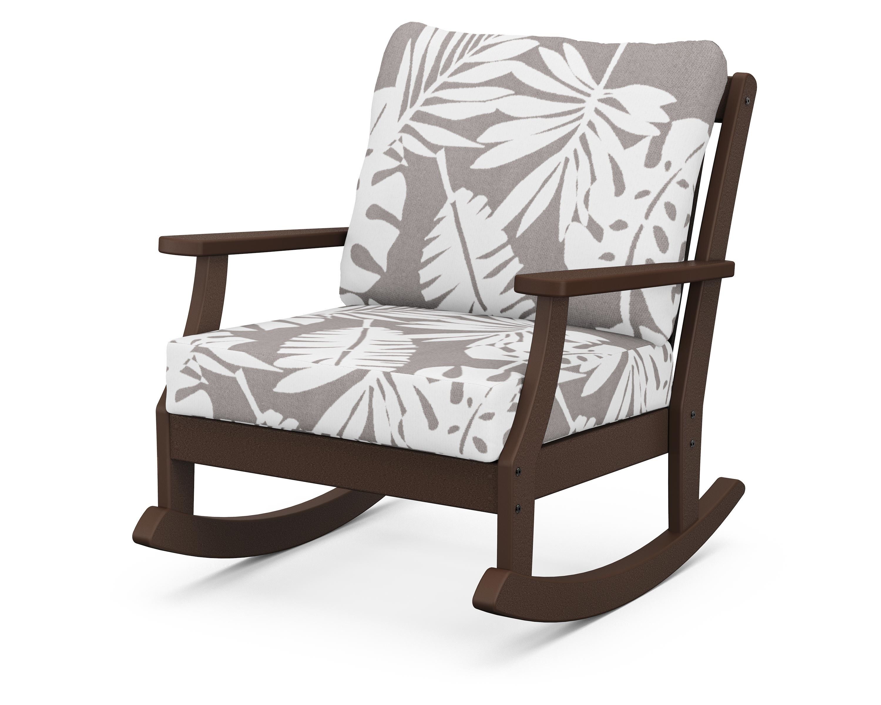 POLYWOOD® Braxton Deep Seating Rocking Chair in Mahogany / Leaf Grey Mist