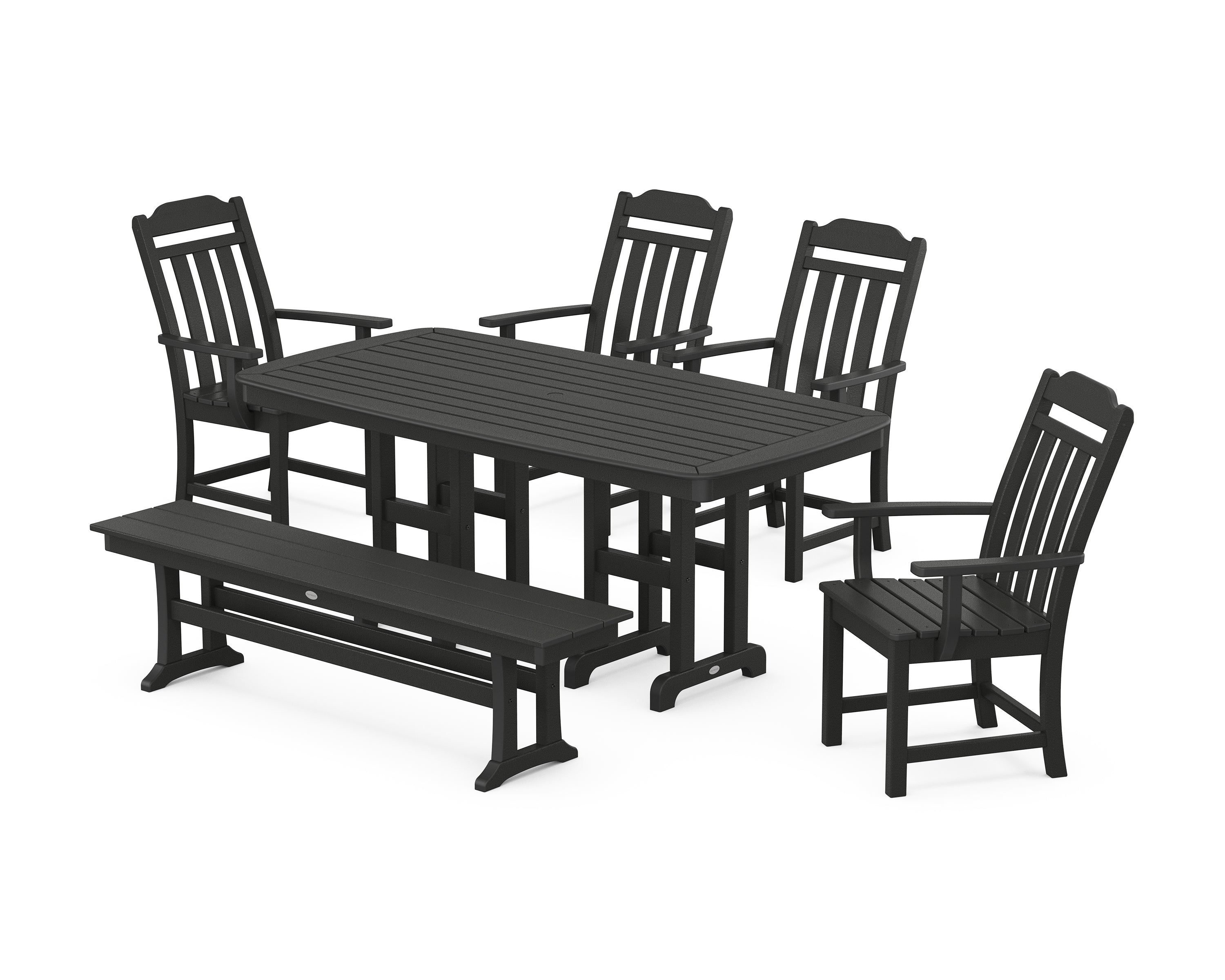 Country Living Cottage 6-Piece Dining Set with Bench in Black