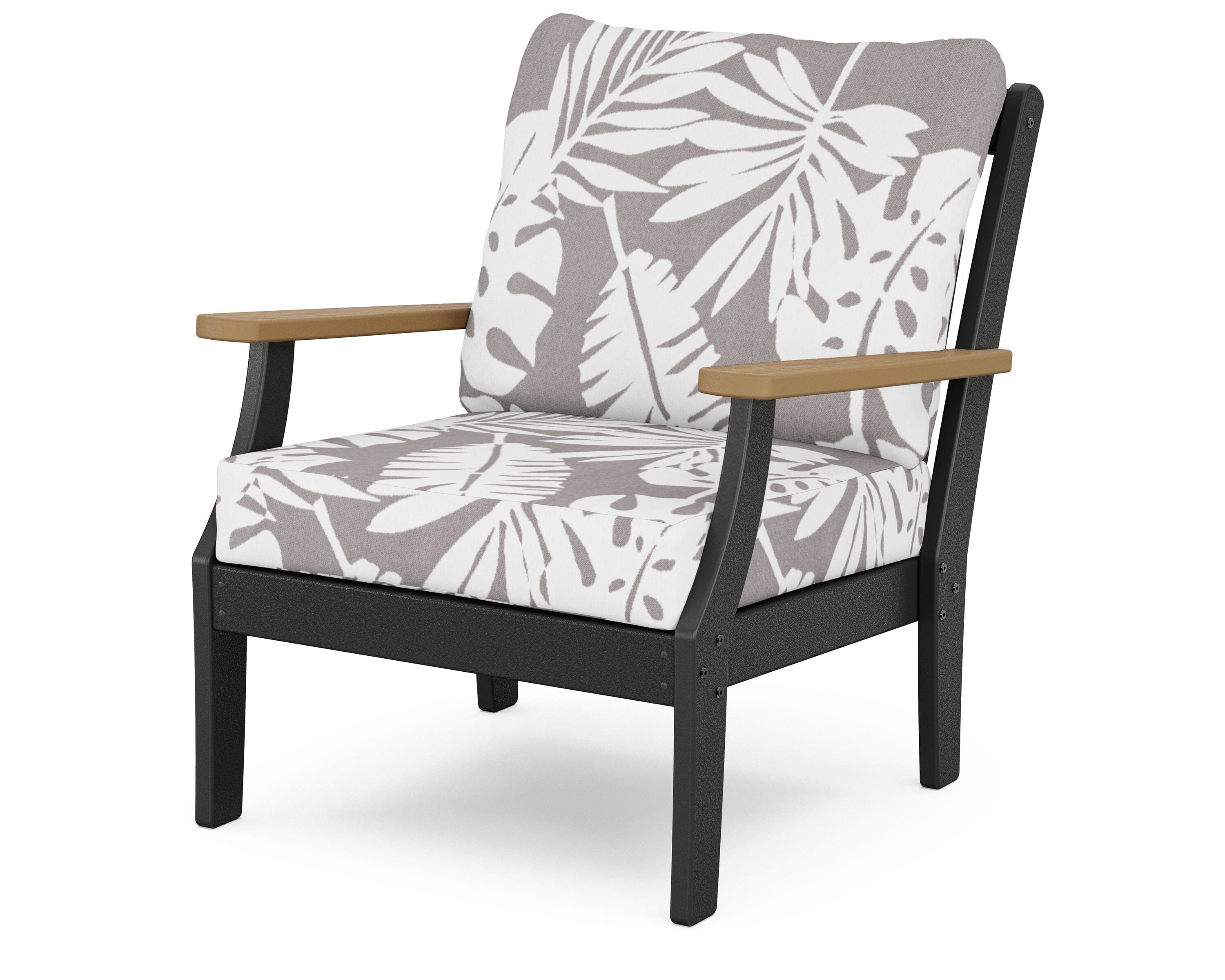POLYWOOD® Braxton Deep Seating Chair in Black / Natural / Leaf Grey Mist