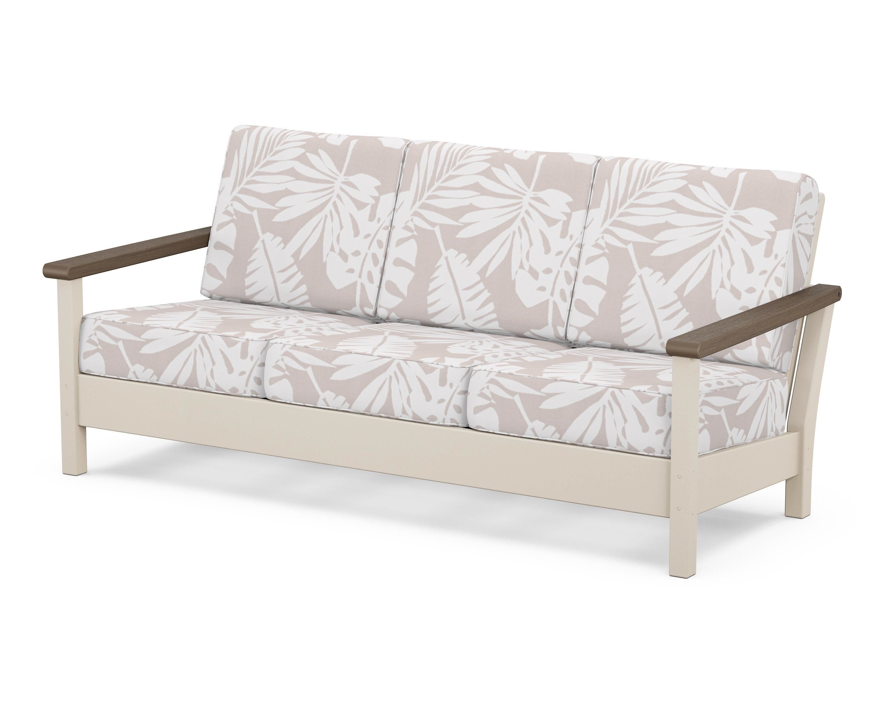 POLYWOOD® Harbour Deep Seating Sofa in Sand / Kona / Leaf Dune Burlap