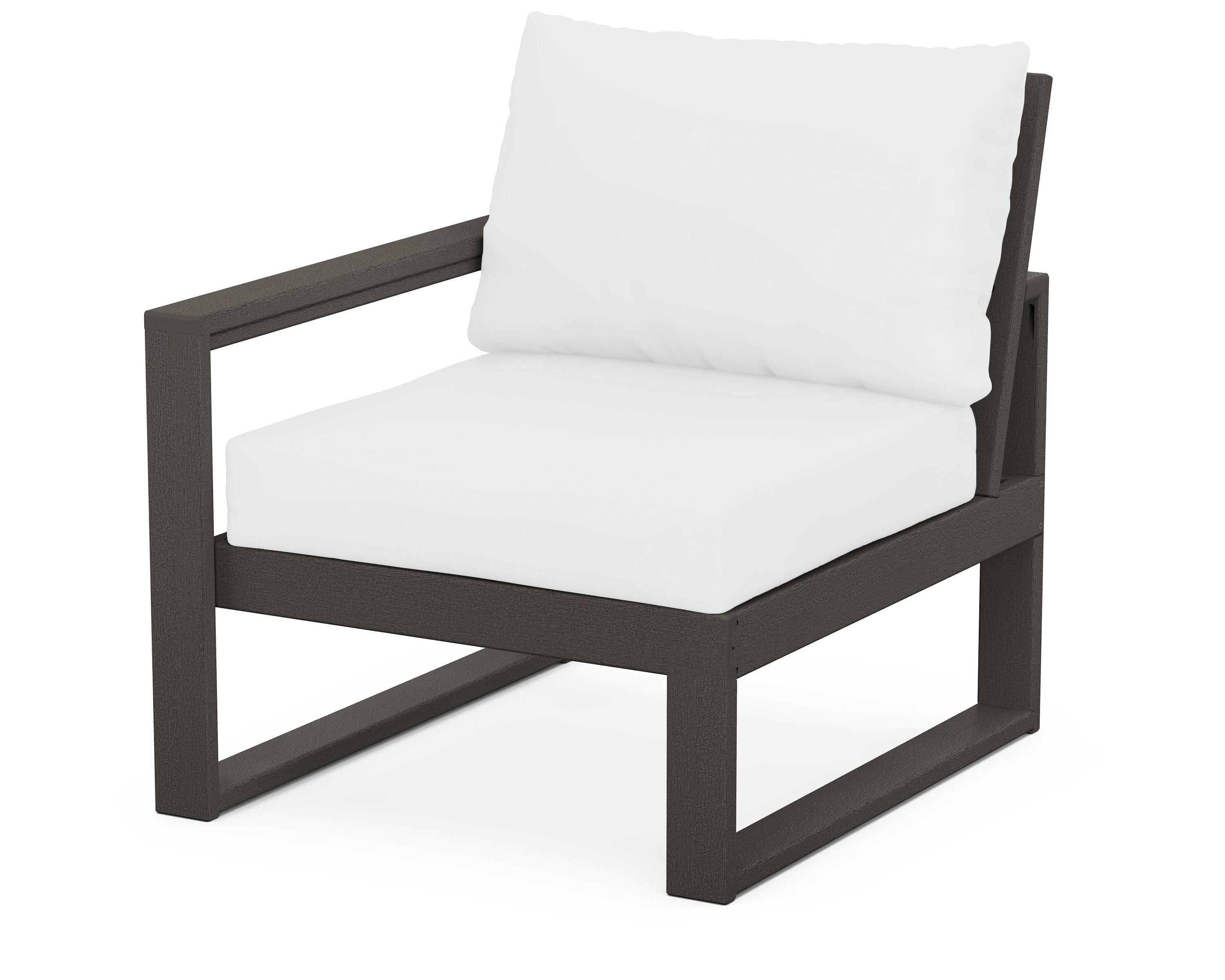 POLYWOOD® EDGE Modular Left Arm Chair in Vintage Coffee / Natural