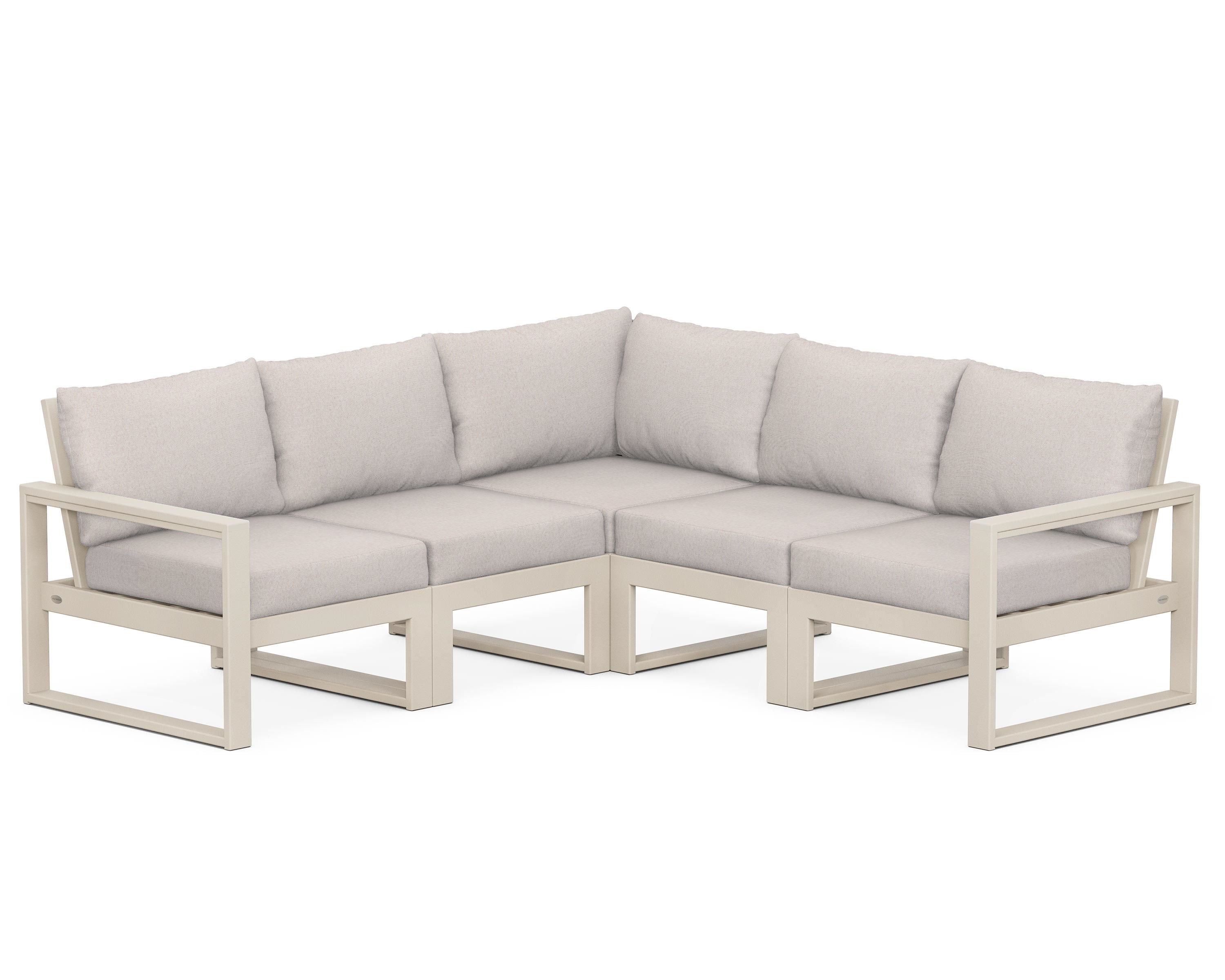 POLYWOOD® EDGE 5-Piece Modular Deep Seating Set in Sand / Dune Burlap