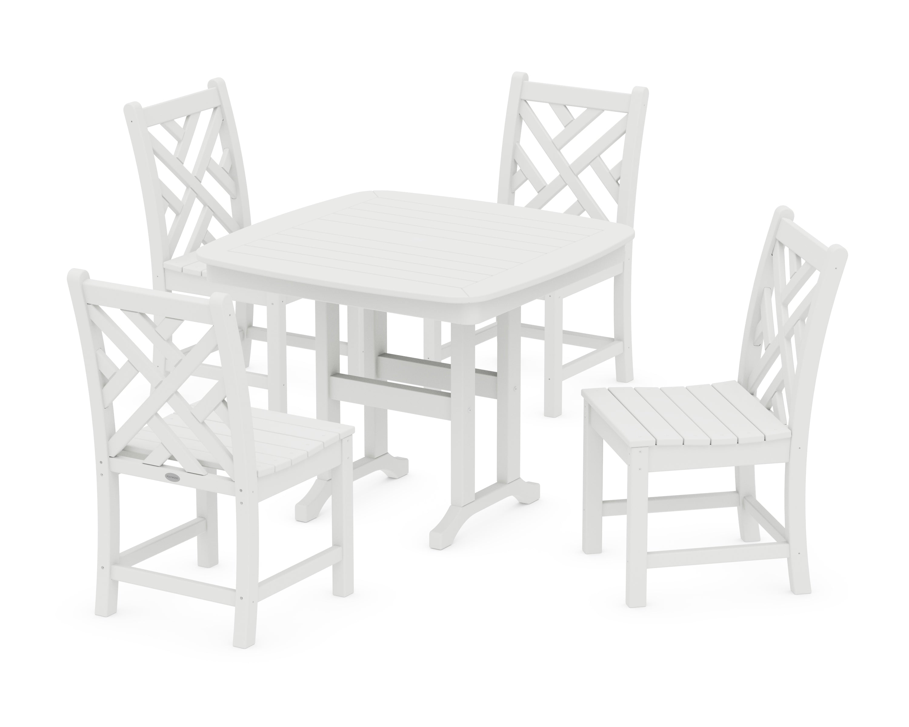 POLYWOOD® Chippendale 5-Piece Side Chair Dining Set in White
