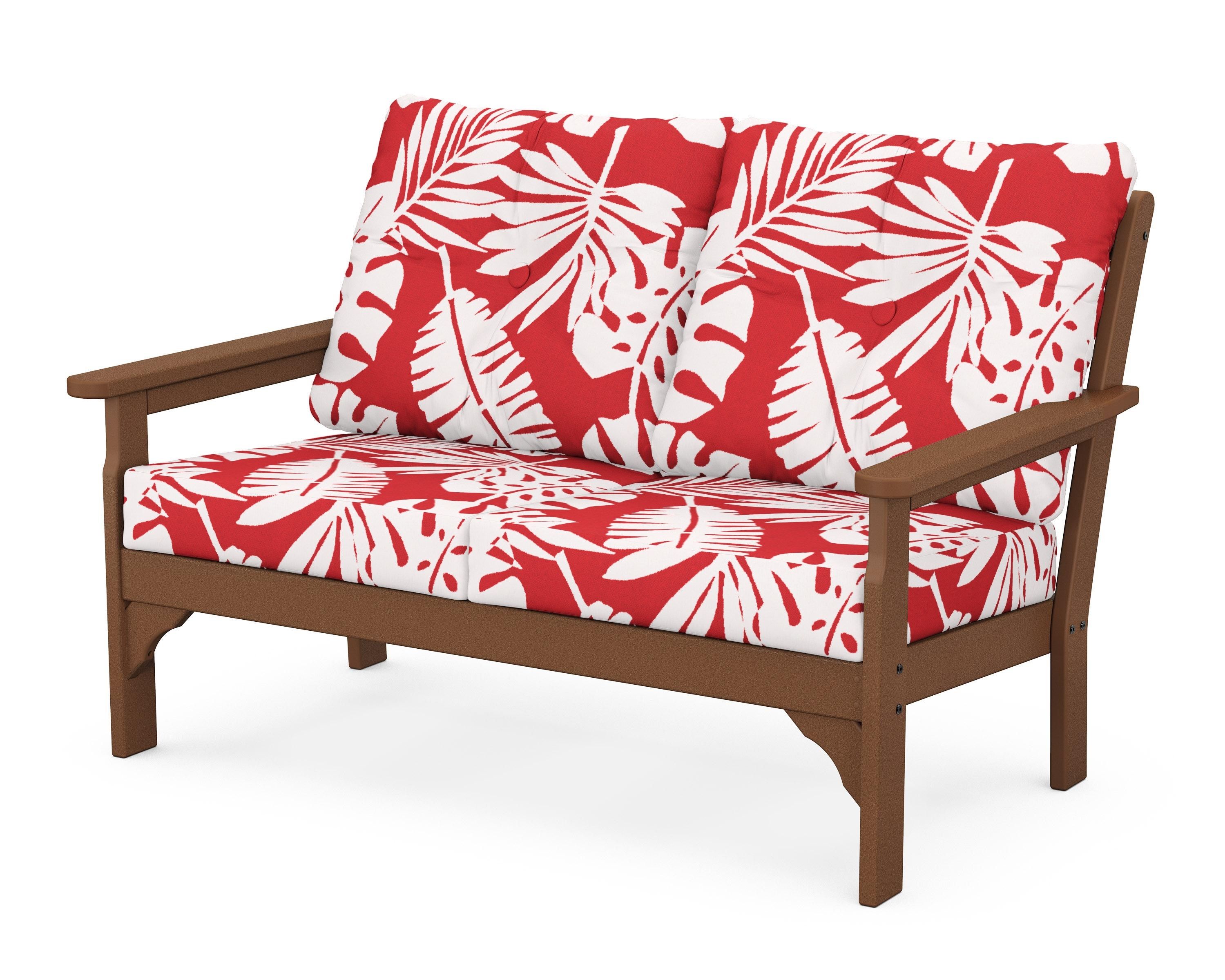 POLYWOOD® Vineyard Deep Seating Loveseat in Teak / Leaf Crimson