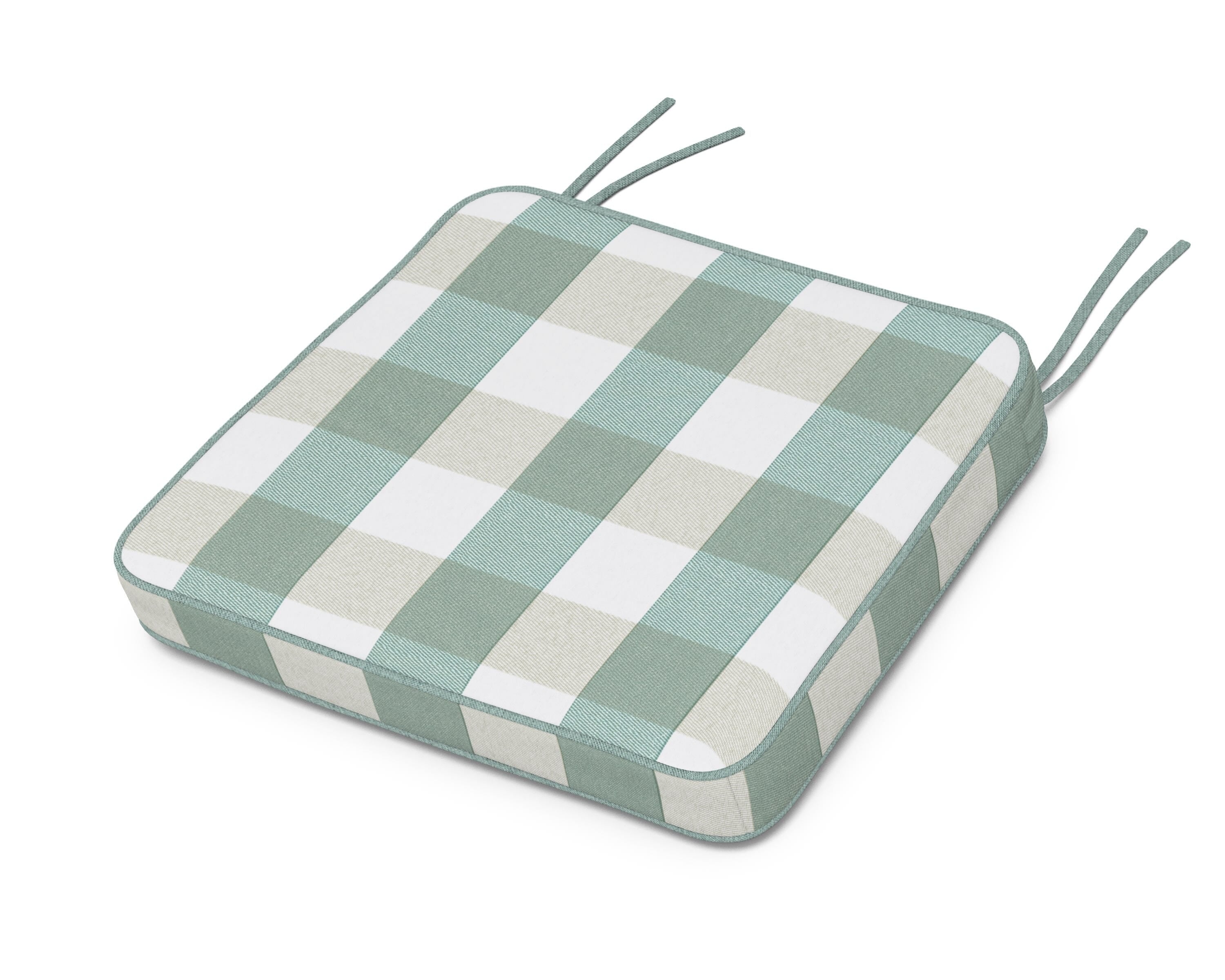 Martha Stewart by POLYWOOD® Chinoiserie Arm Chair Seat Cushion in Buffalo Plaid Glacier Spa