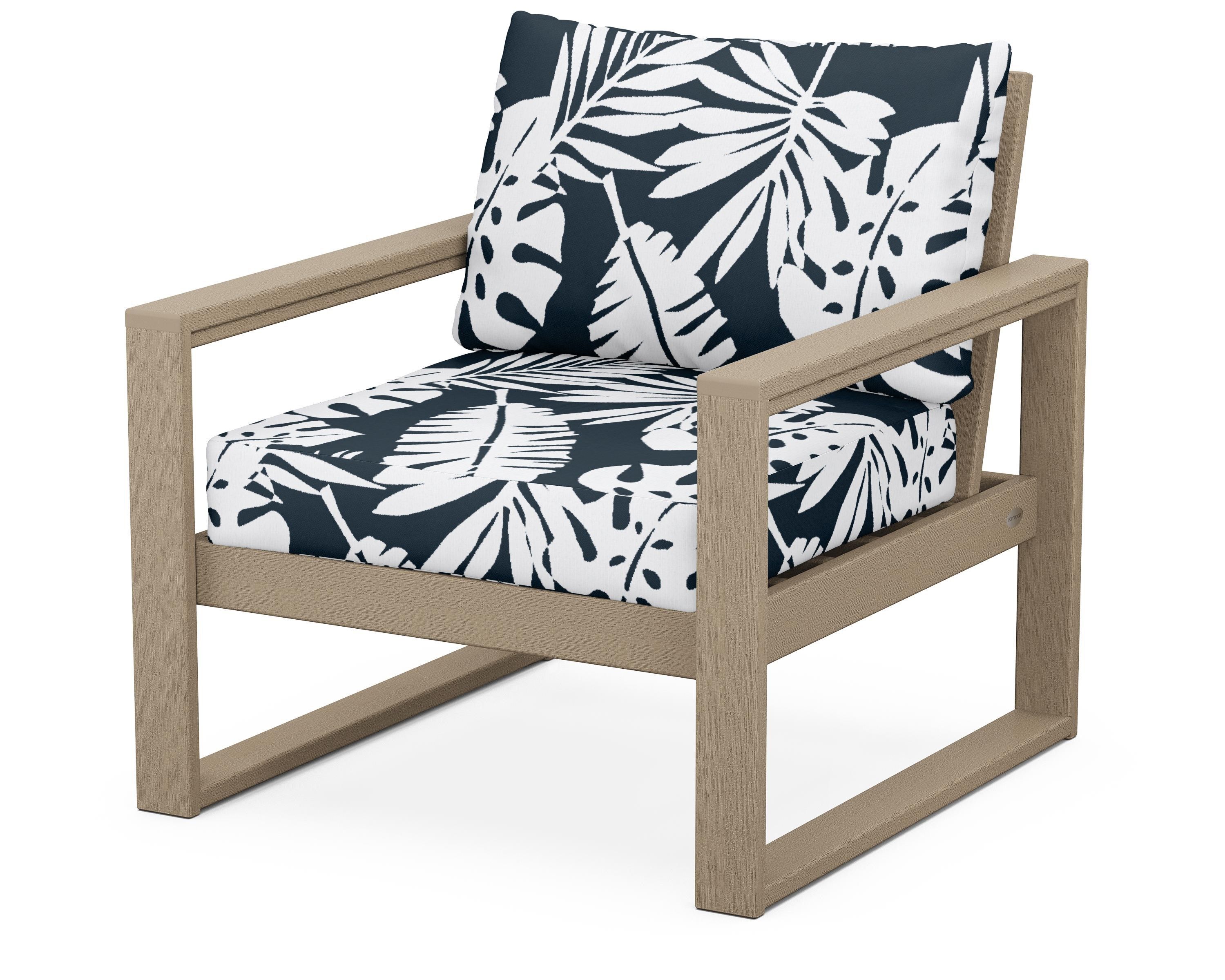 POLYWOOD® EDGE Club Chair in Vintage Sahara / Leaf Marine Indigo