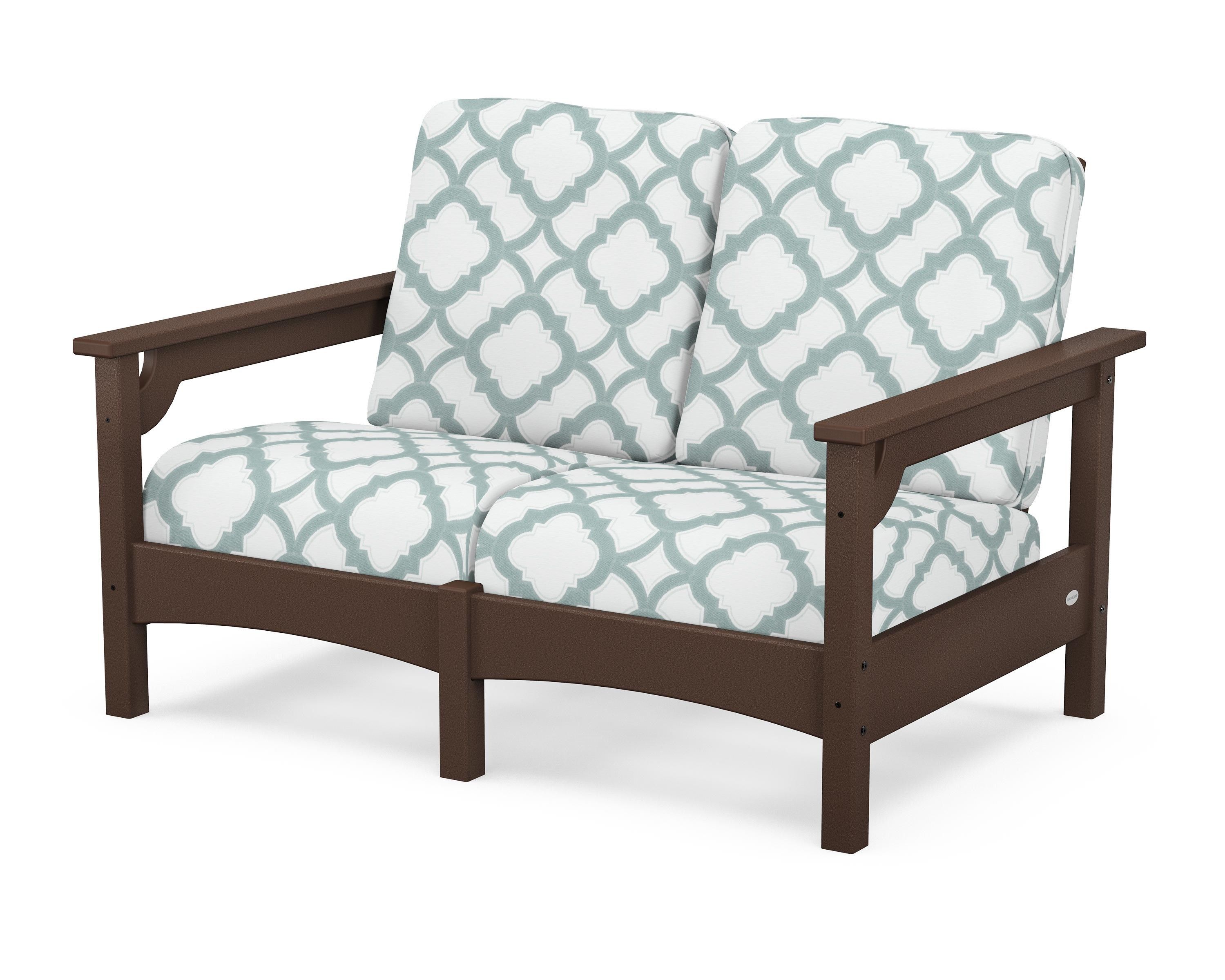 POLYWOOD® Club Loveseat in Mahogany / Trellis Glacier Spa