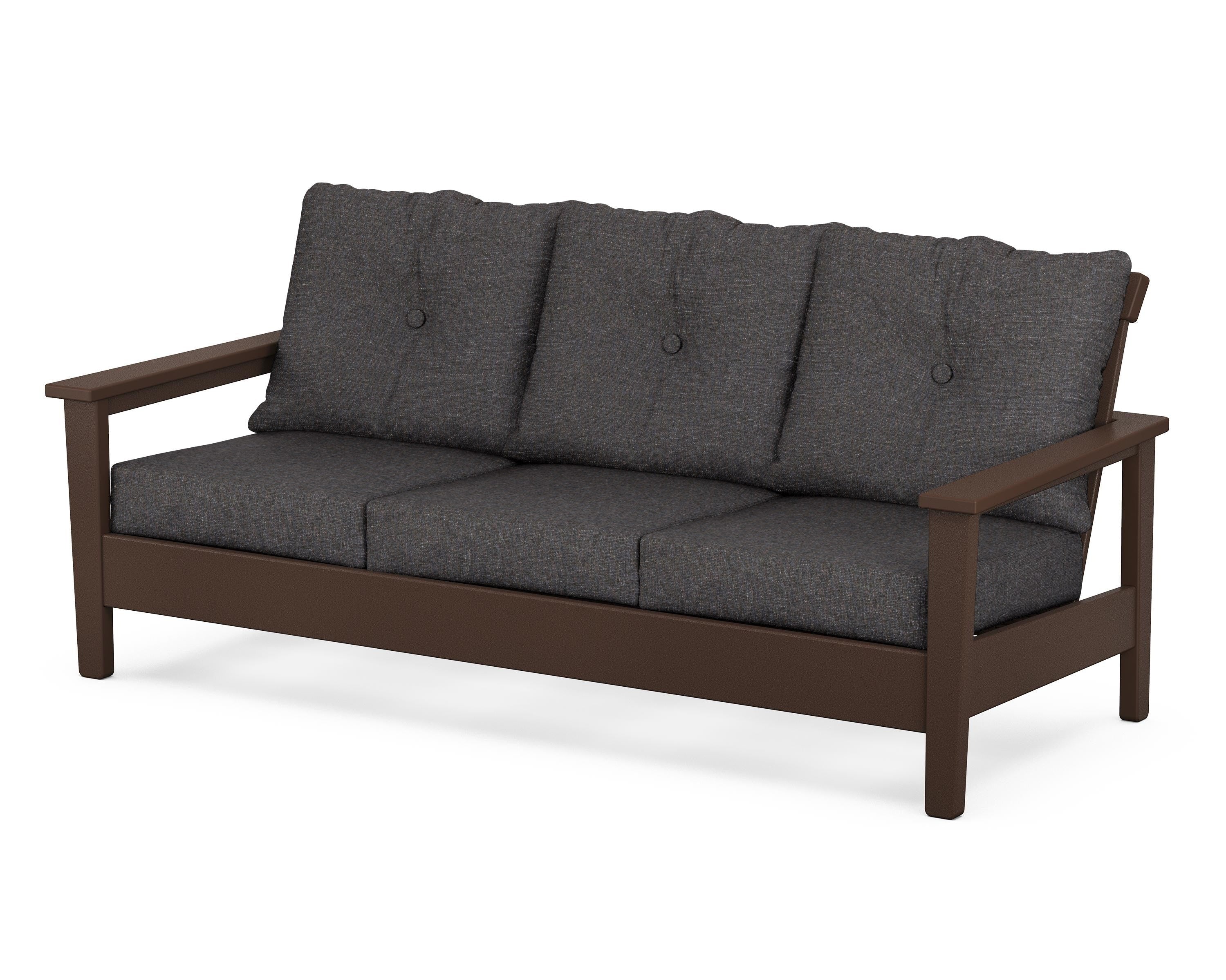 POLYWOOD® Prescott Deep Seating Sofa in Mahogany / Ash Charcoal