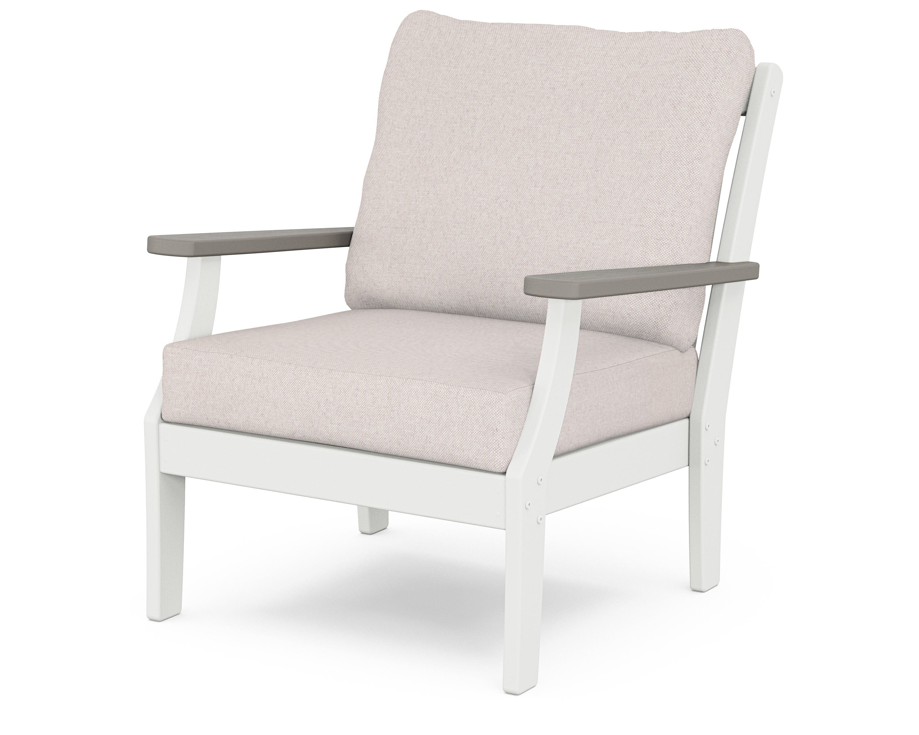 POLYWOOD® Braxton Deep Seating Chair in White / Driftwood / Dune Burlap