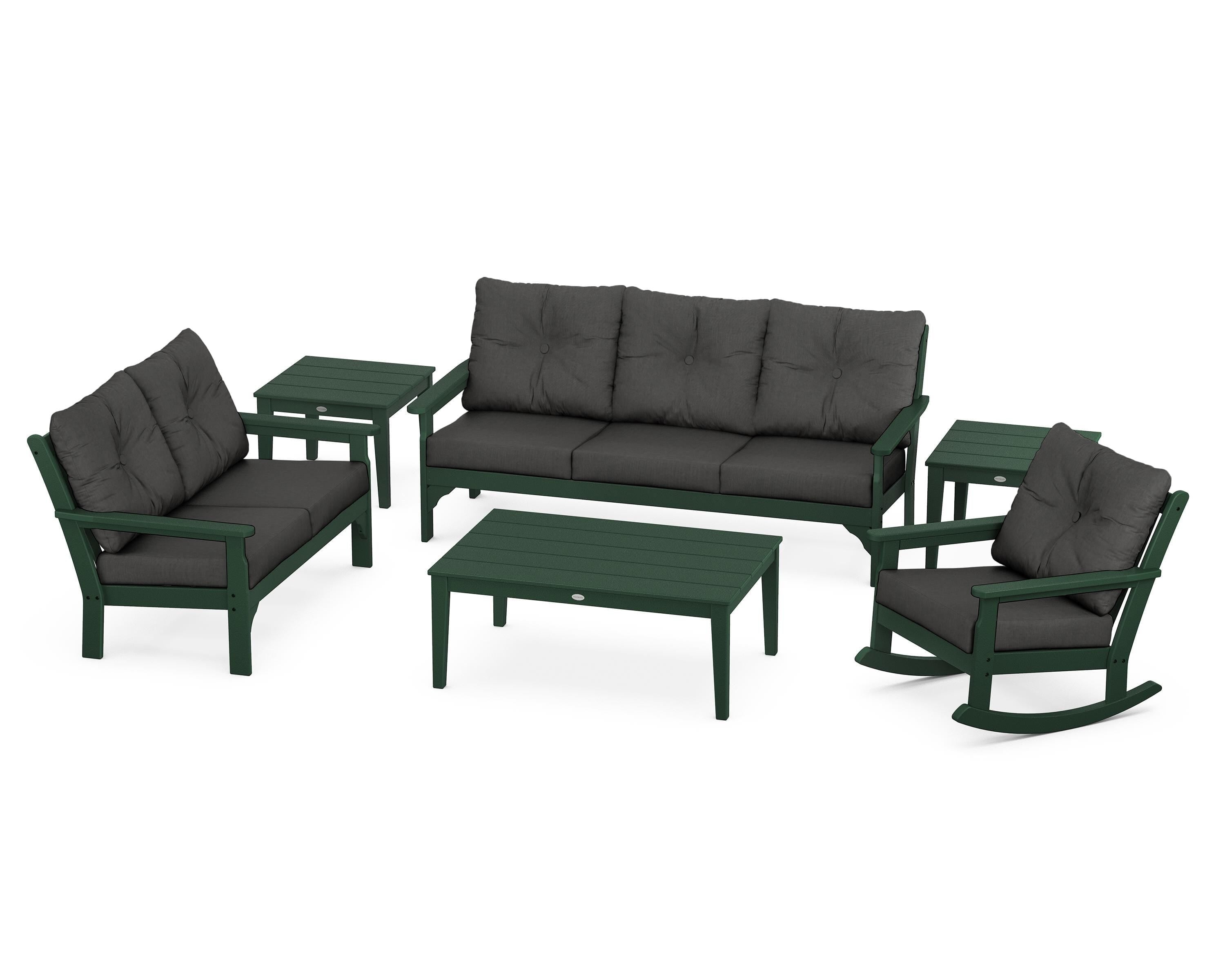 POLYWOOD® Vineyard 6-Piece Deep Seating Set in Green / Spectrum Carbon