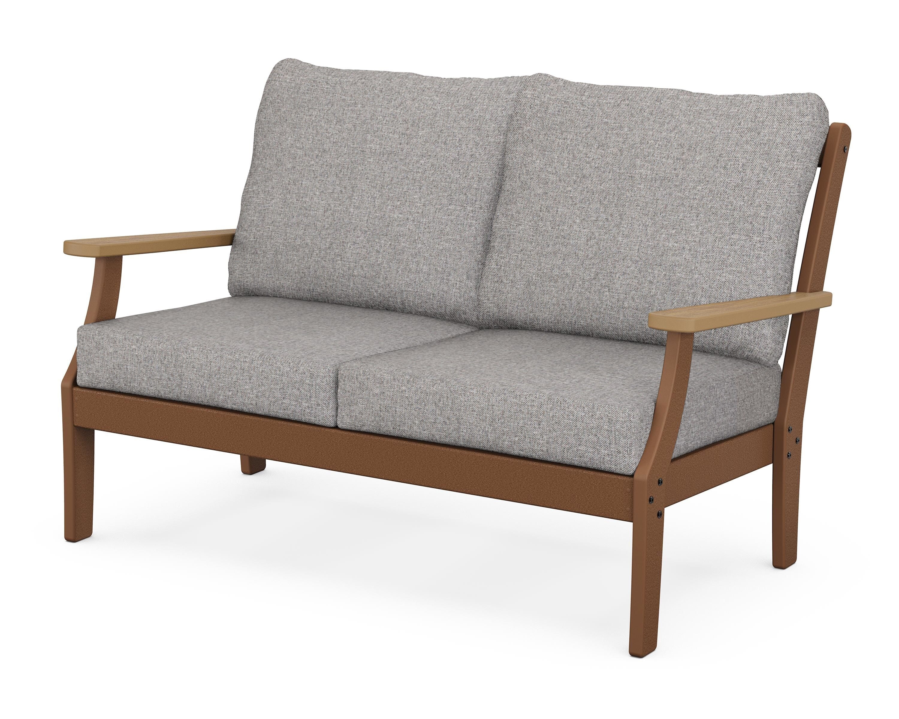 POLYWOOD® Braxton Deep Seating Loveseat in Teak / Natural / Grey Mist