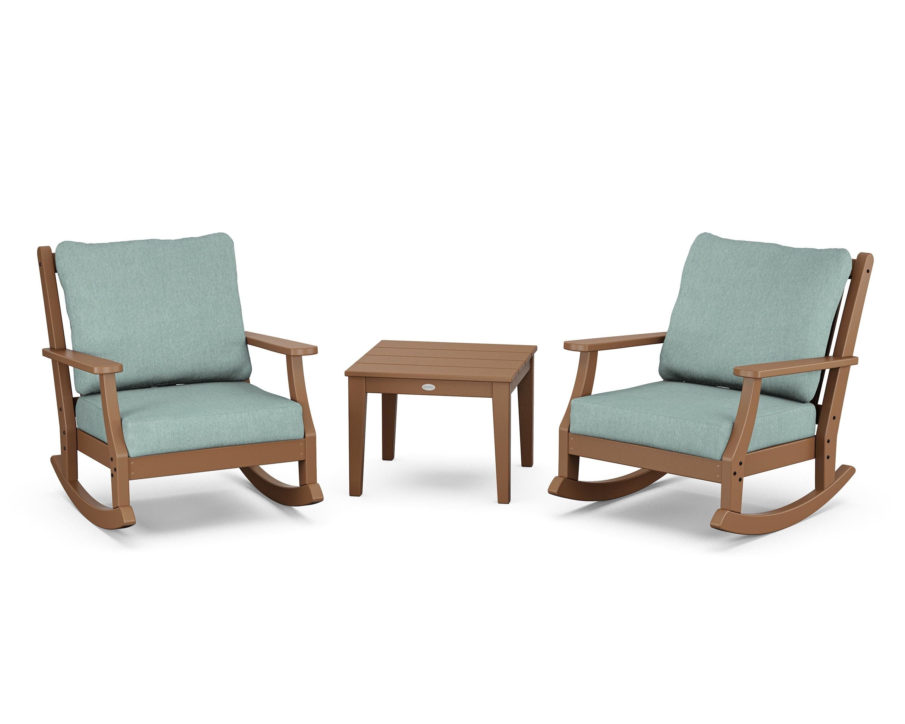 Country Living Wovendale 3-Piece Deep Seating Rocker Set in Teak / Glacier Spa