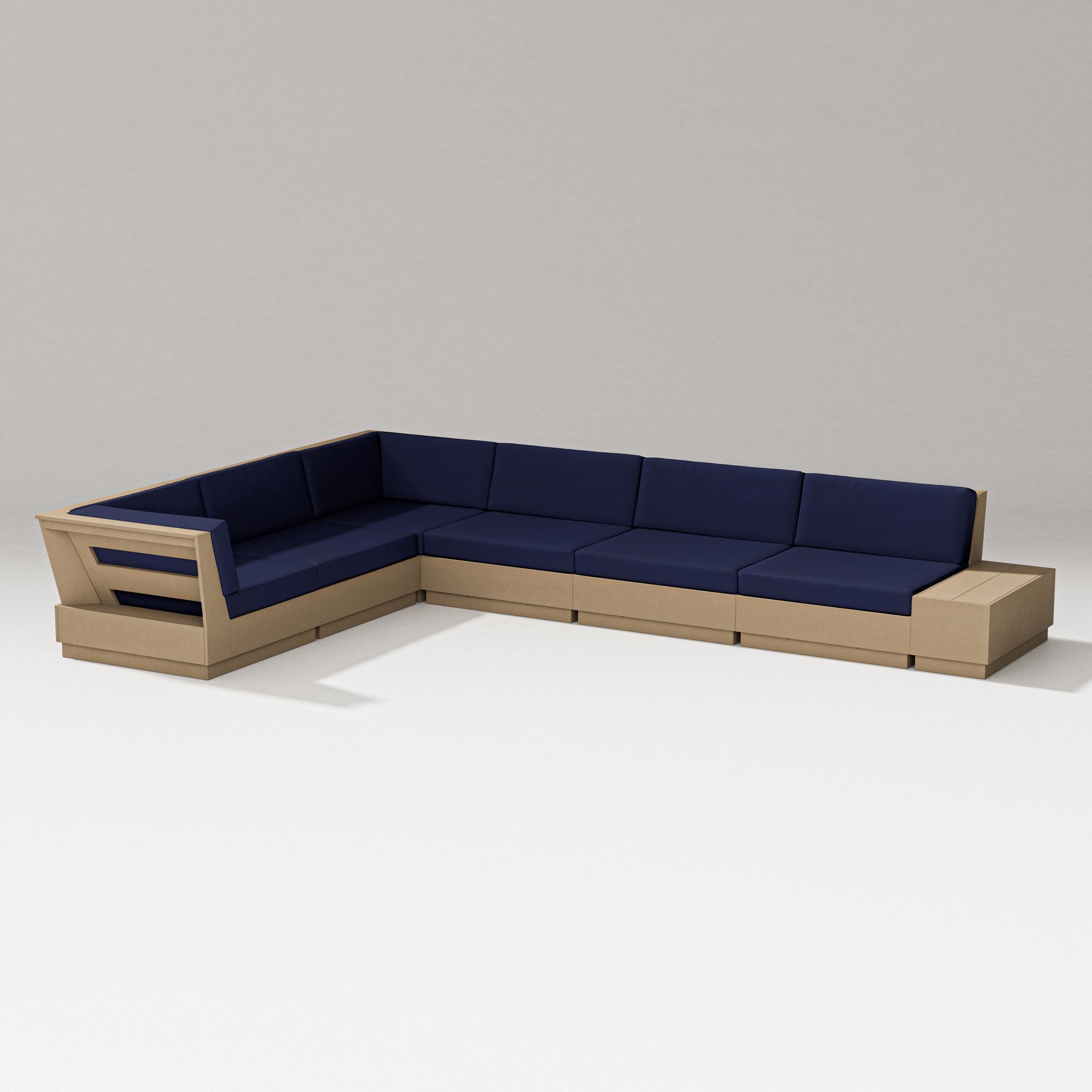 PW Designer Series Elevate 7-Piece Corner Sectional in Vintage Sahara / Navy