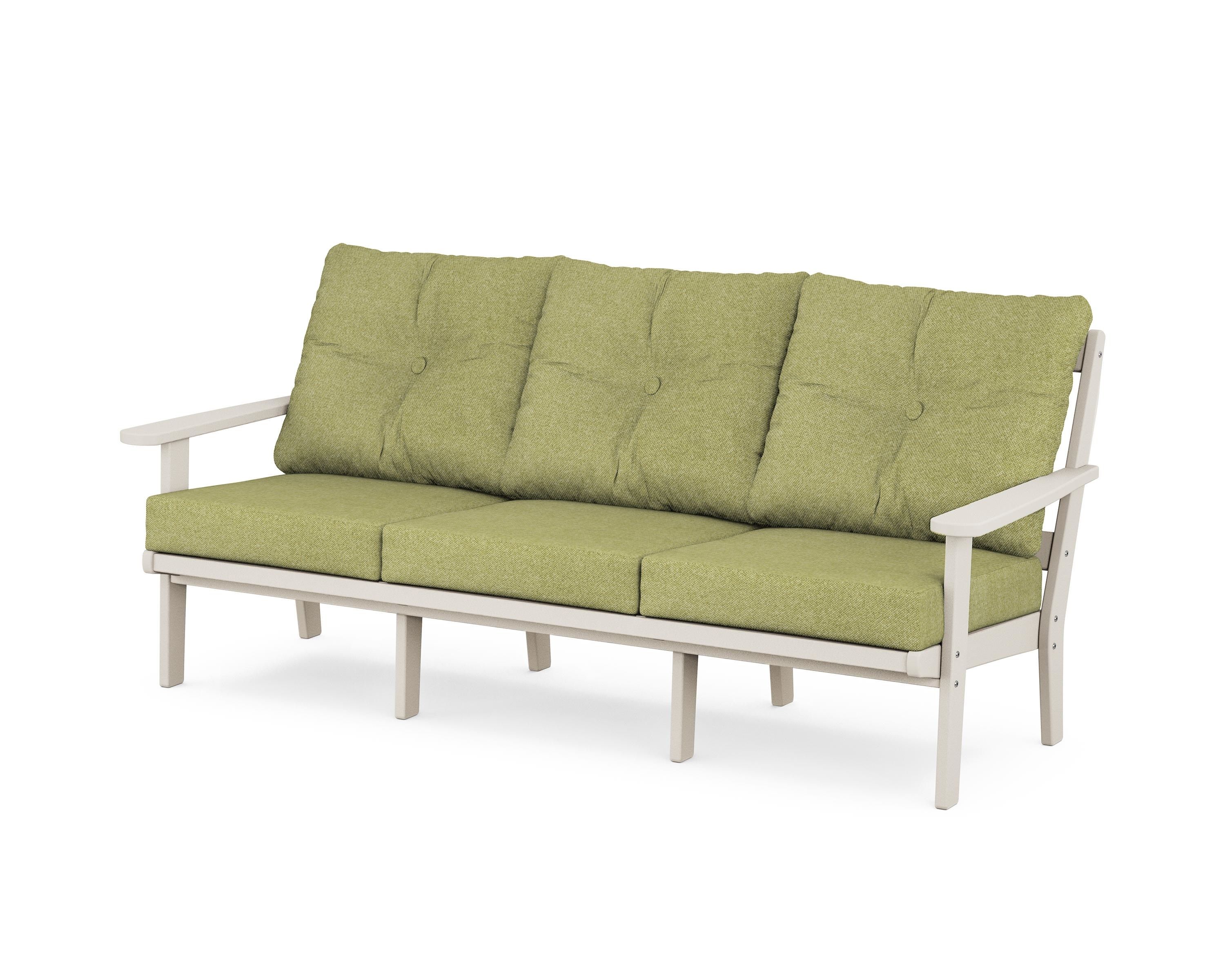 POLYWOOD® Mission Deep Seating Sofa in Sand / Chartreuse Boucle