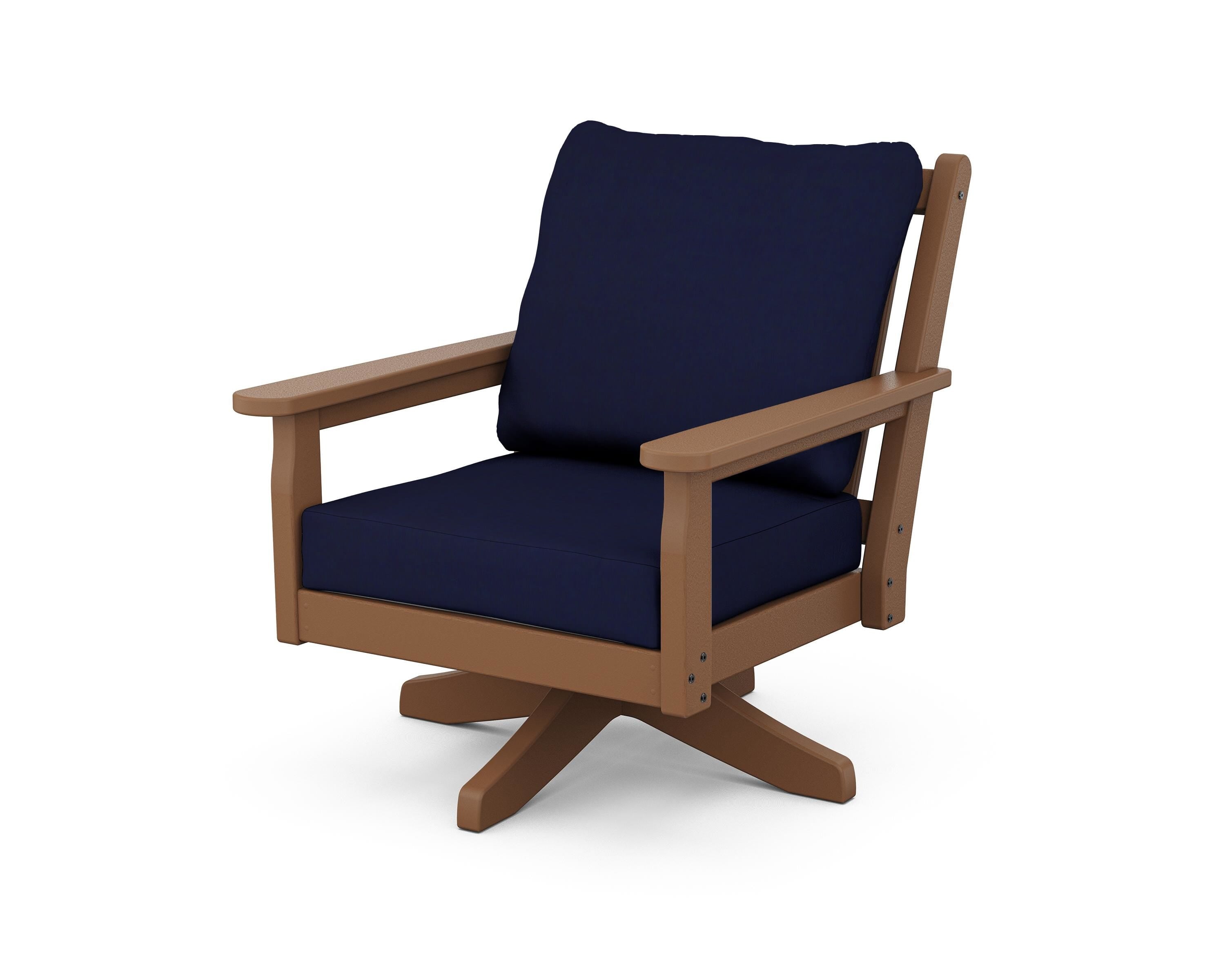 POLYWOOD® Chippendale Deep Seating Swivel Chair in Teak / Navy