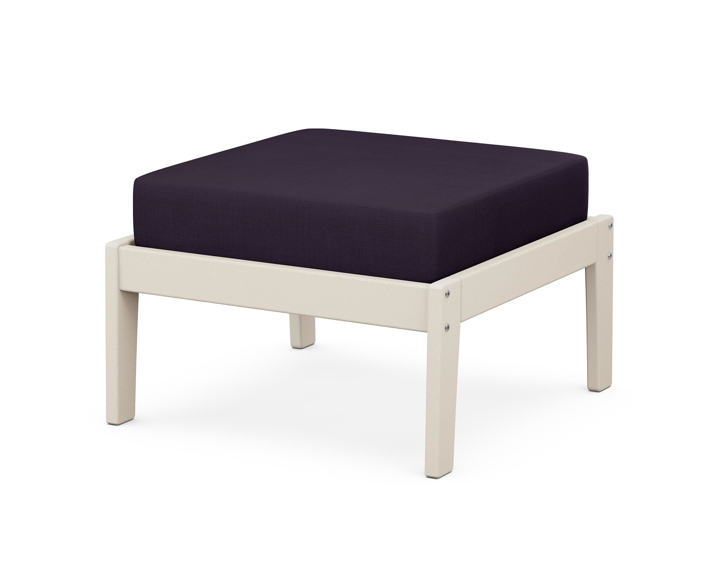 Unbranded Deep Seating Ottoman in Sand / Navy Linen