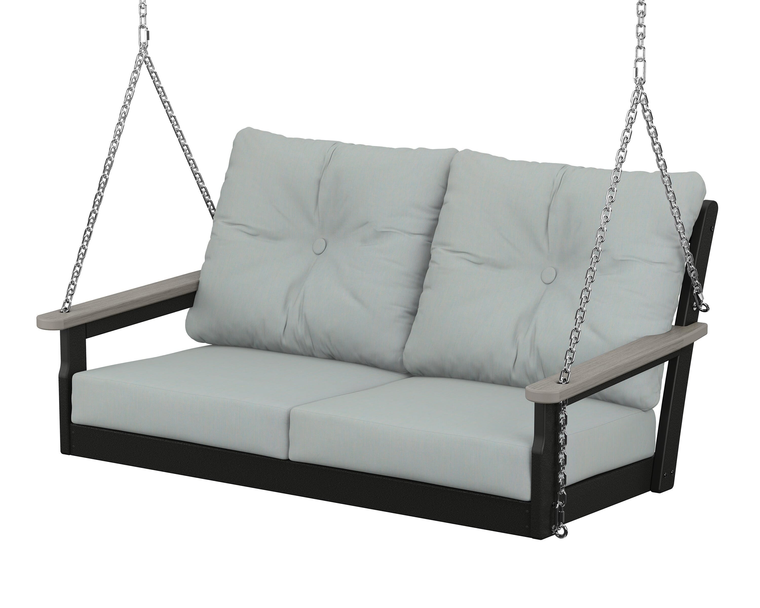 POLYWOOD® Vineyard Deep Seating Swing in Black / Driftwood / Spa