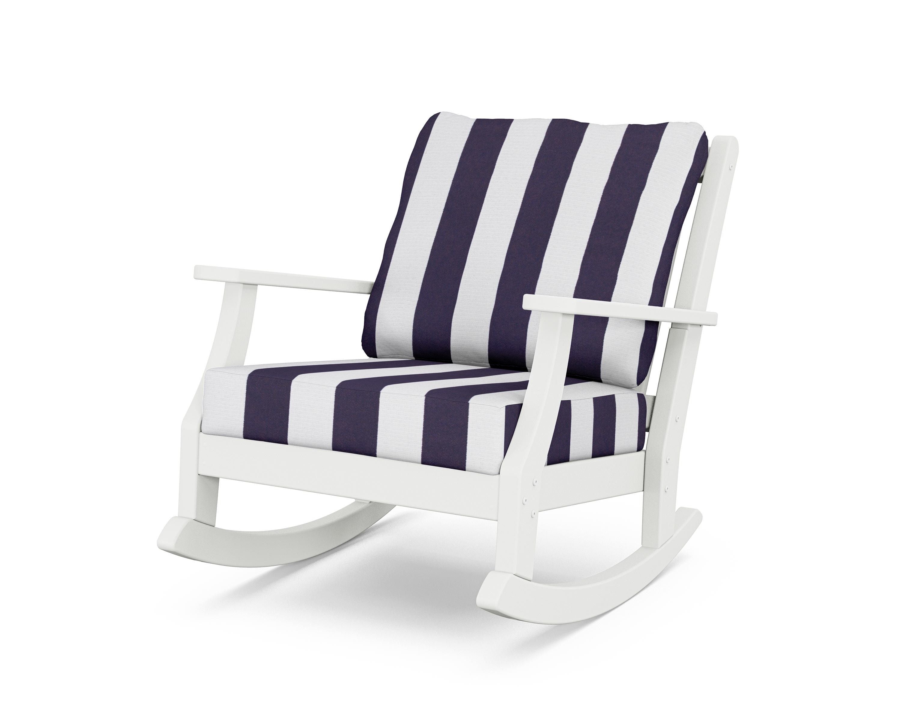 Country Living Wovendale Deep Seating Rocking Chair in White / Cabana Stripe Navy