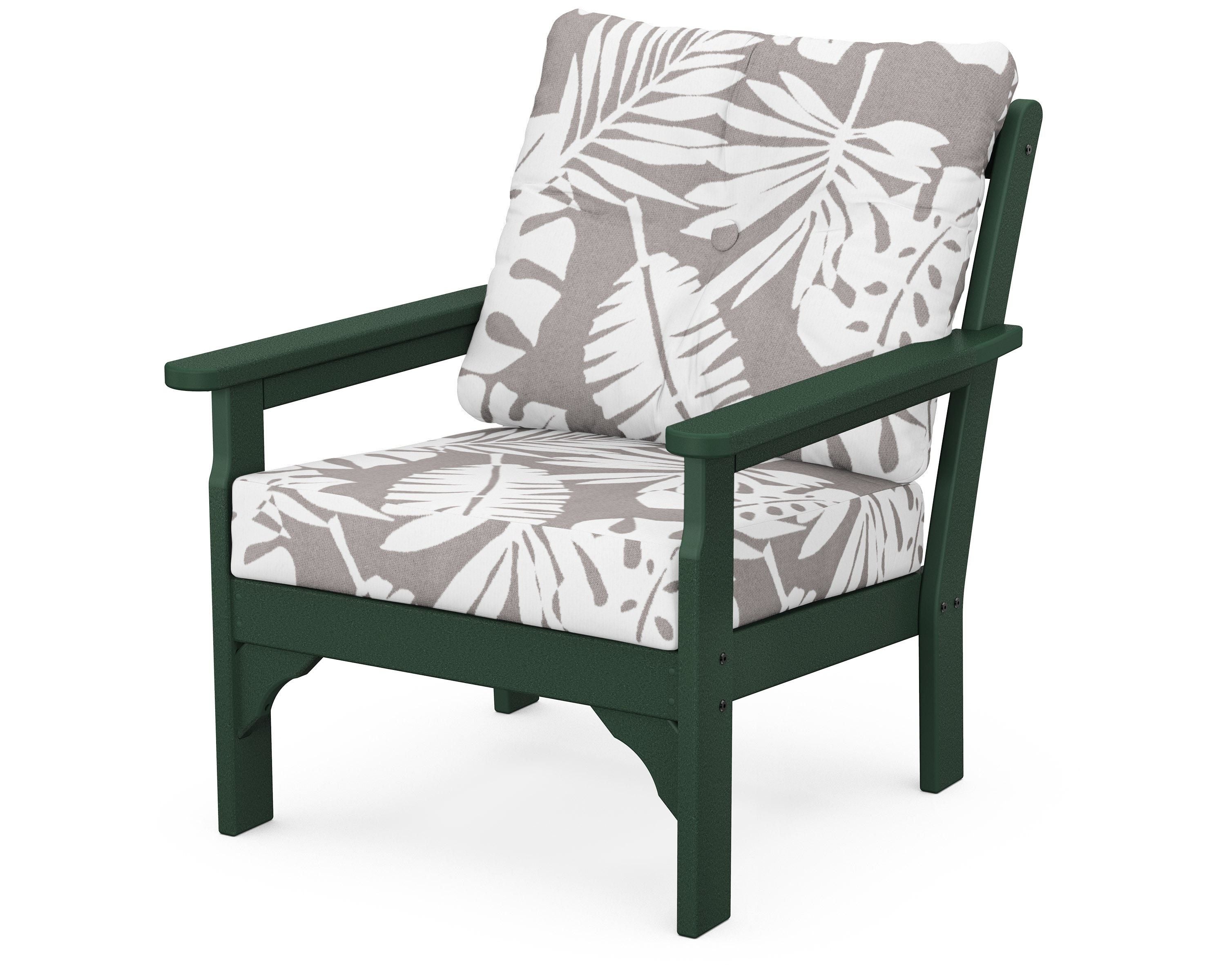 POLYWOOD® Vineyard Deep Seating Chair in Green / Leaf Grey Mist