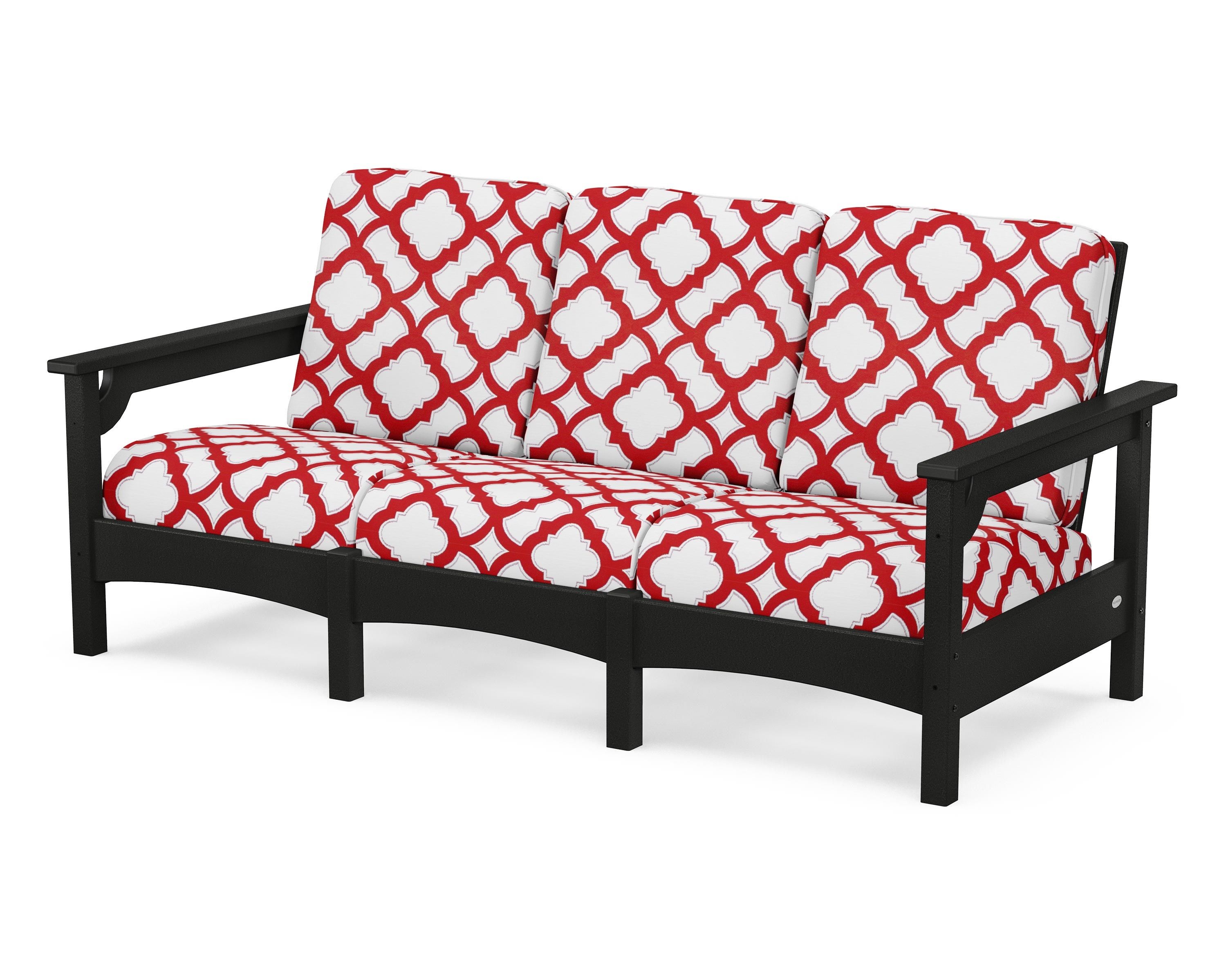 POLYWOOD® Club Sofa in Black / Trellis Crimson