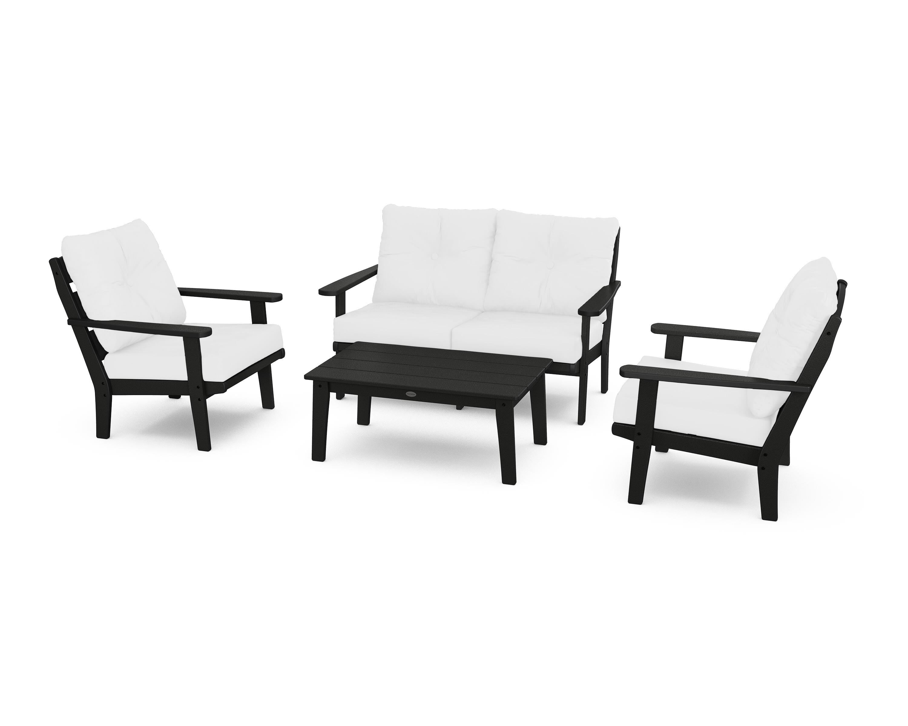 POLYWOOD® Lakeside 4-Piece Deep Seating Set in Black / Natural