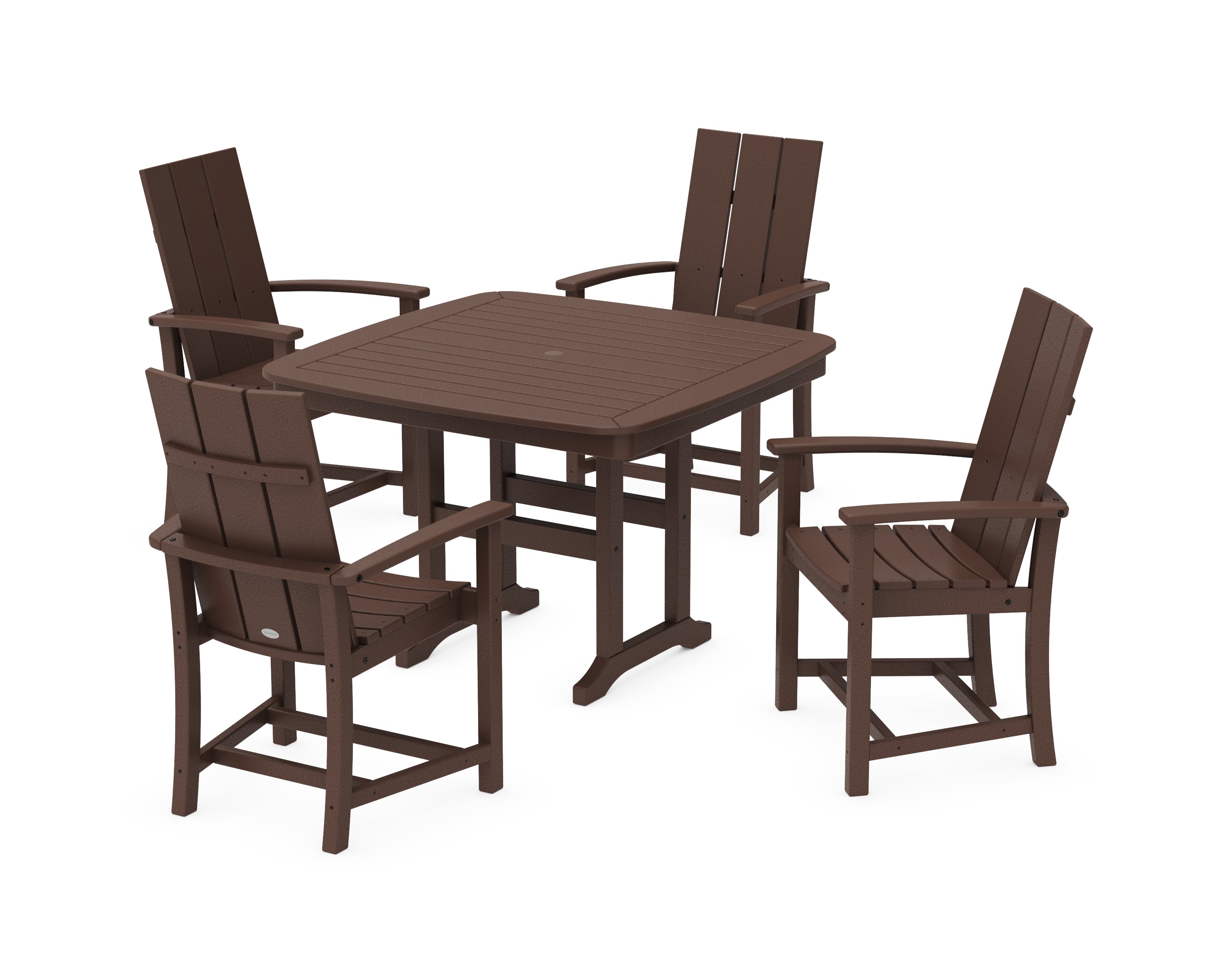 POLYWOOD® Modern Adirondack 5-Piece Dining Set with Trestle Legs in Mahogany