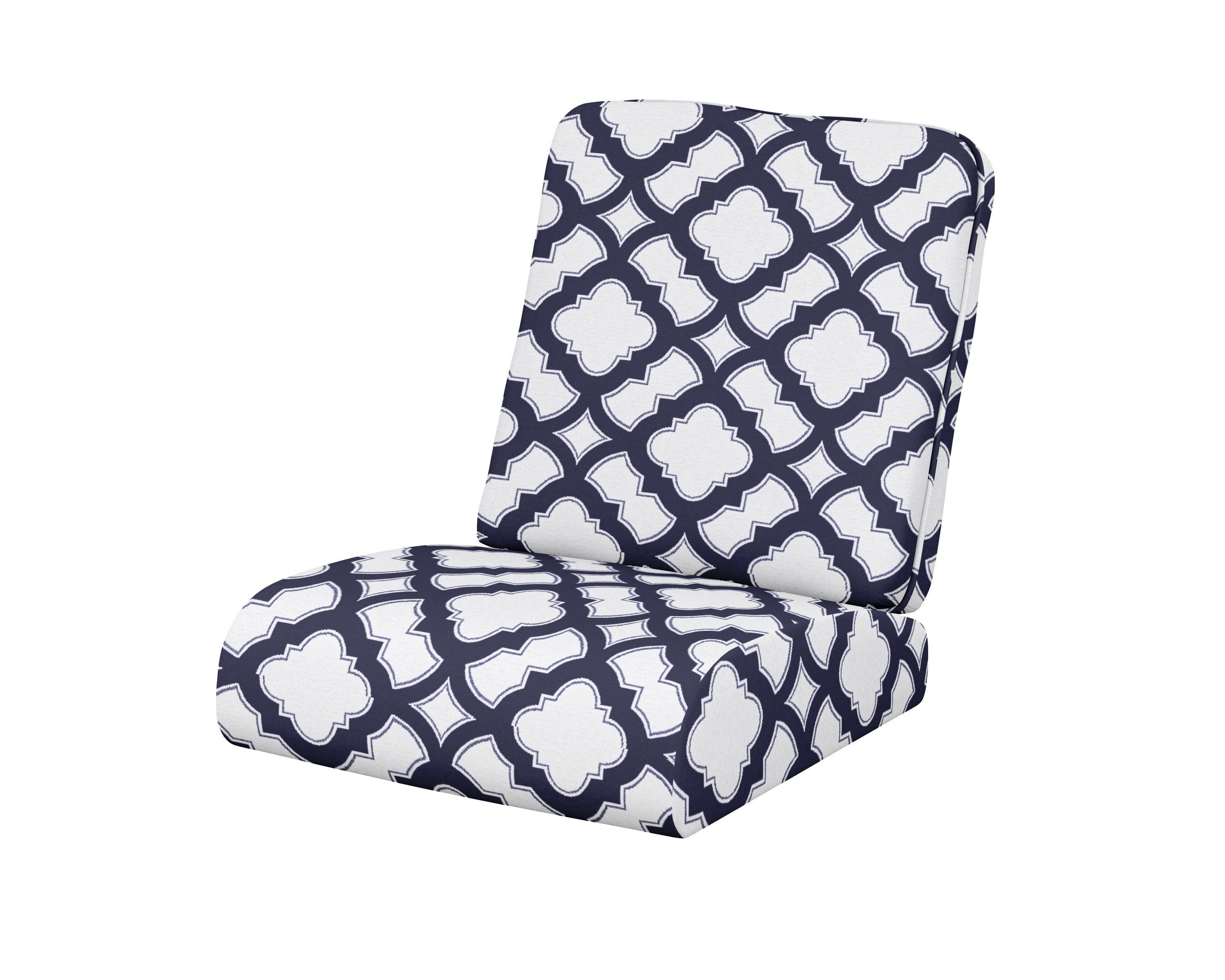 POLYWOOD® Club Seat/Back Cushion in Trellis Navy
