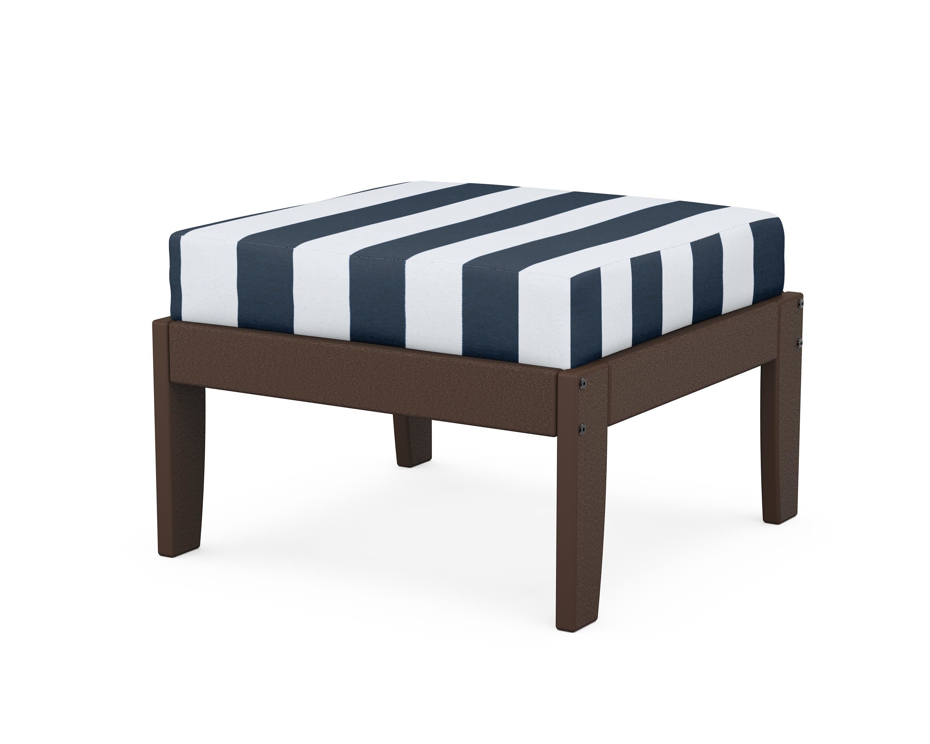 Unbranded Modular Ottoman - Classic in Mahogany / Cabana Stripe Marine Indigo