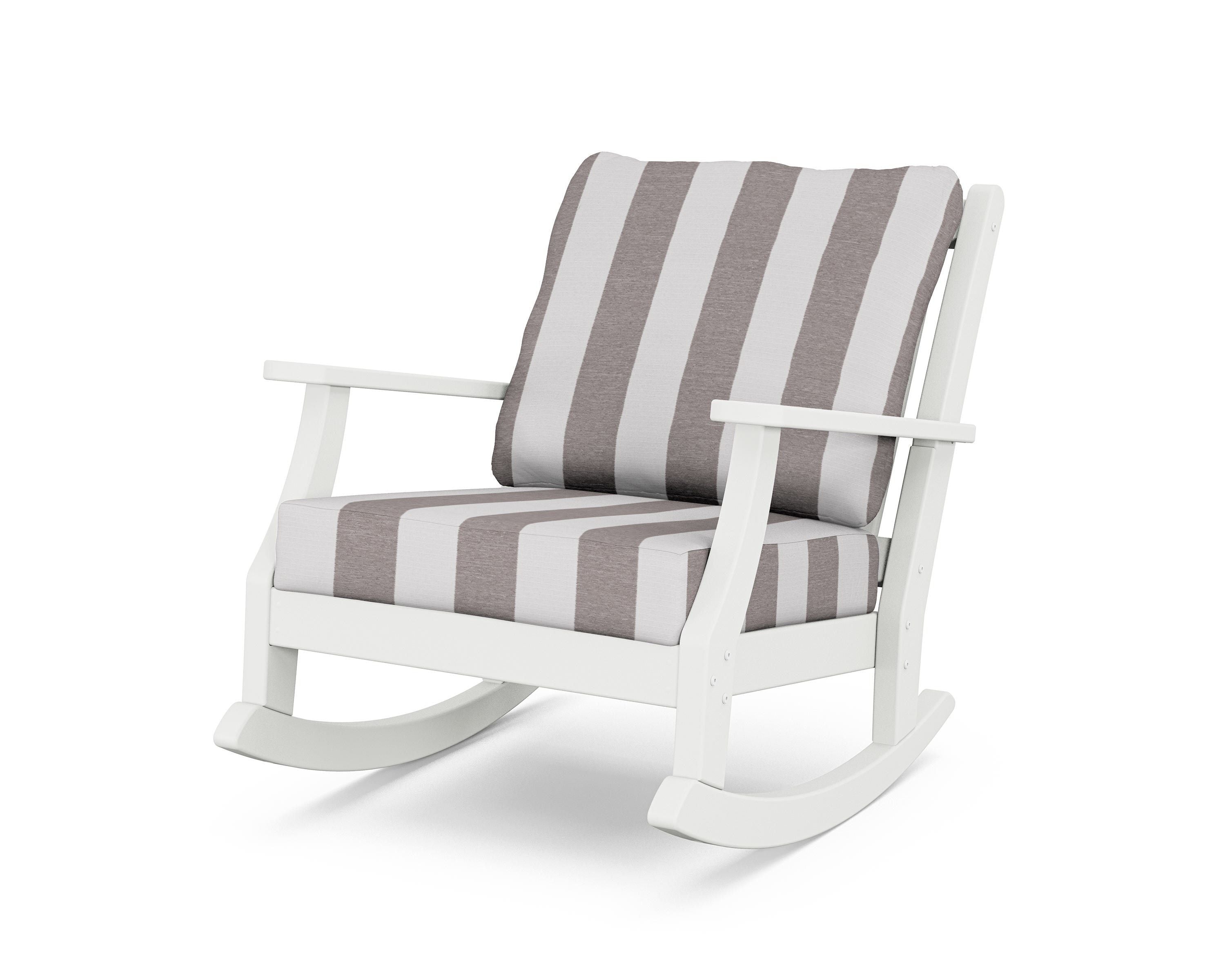 Country Living Wovendale Deep Seating Rocking Chair in White / Cabana Stripe Grey Mist