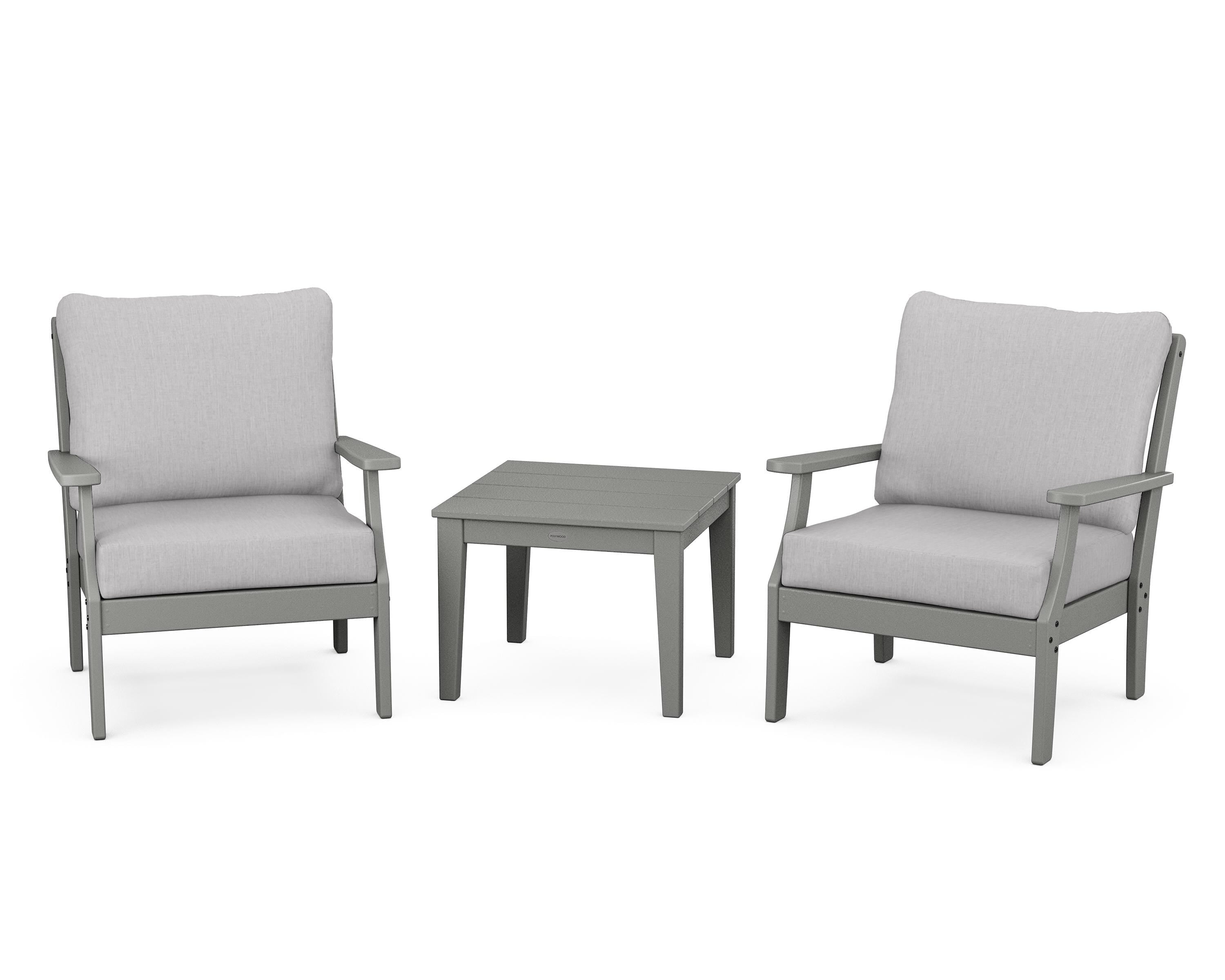 POLYWOOD® Braxton 3-Piece Deep Seating Set in Slate Grey / Granite