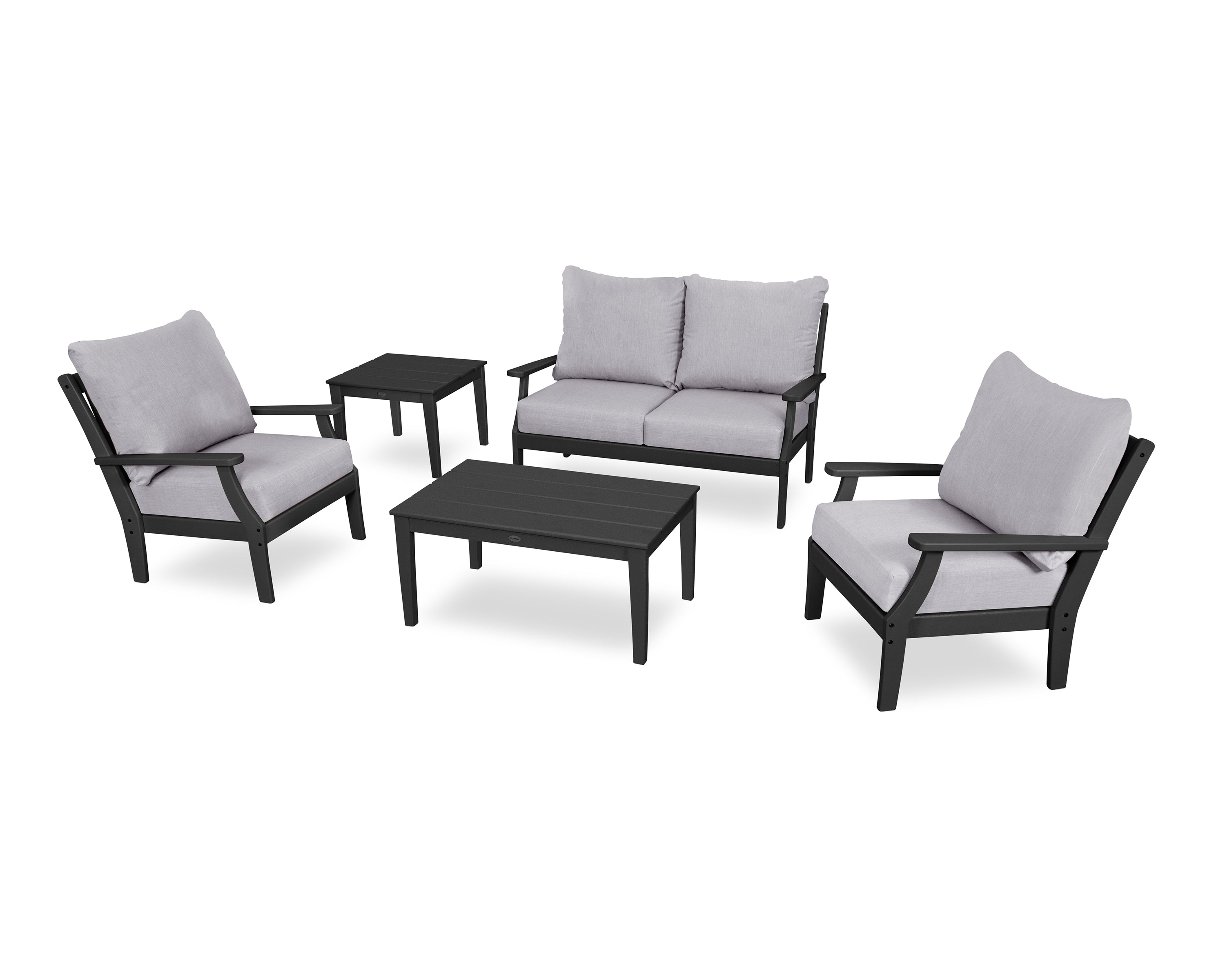POLYWOOD® Braxton 5-Piece Deep Seating Set in Black / Granite