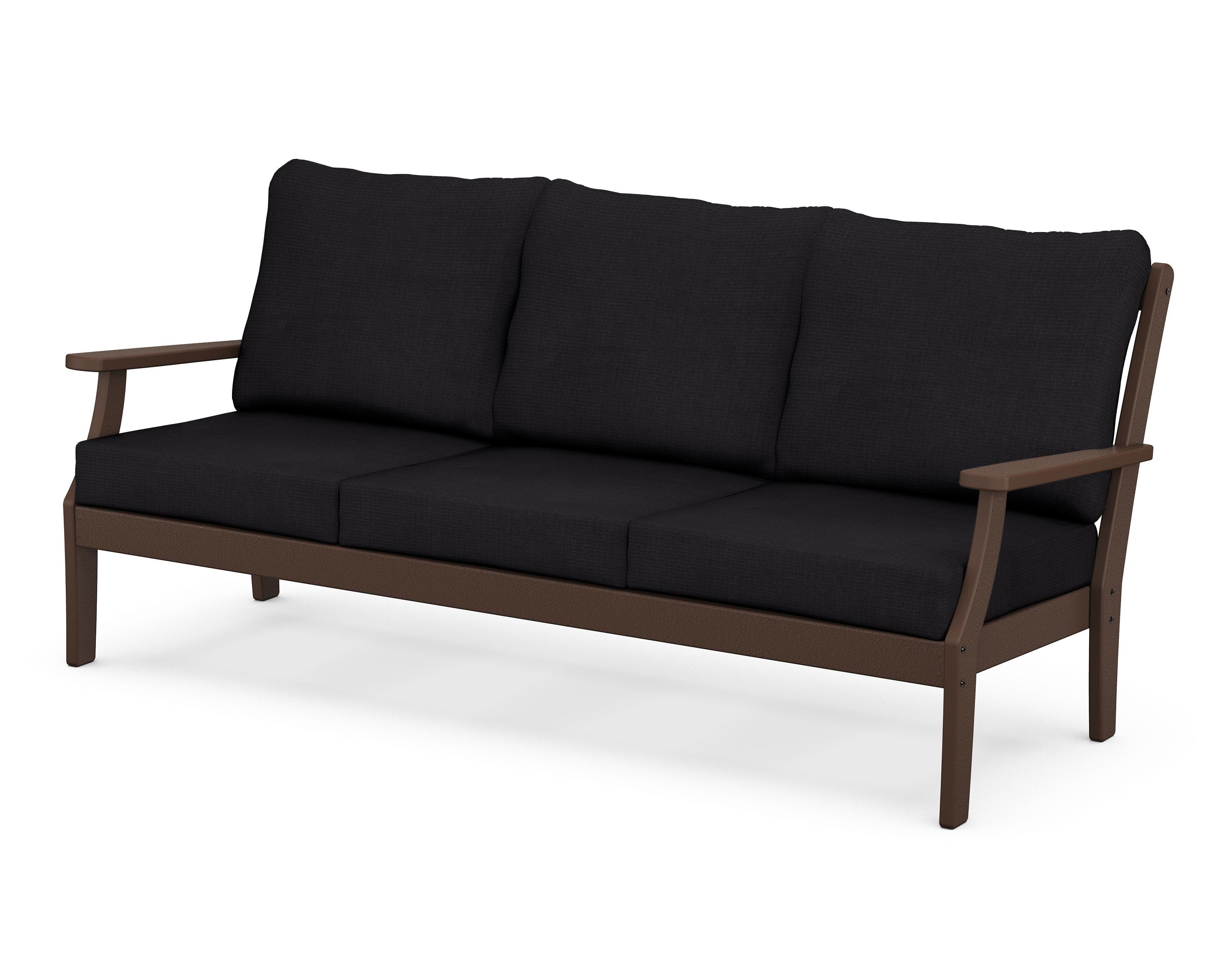 POLYWOOD® Braxton Deep Seating Sofa in Mahogany / Midnight Linen