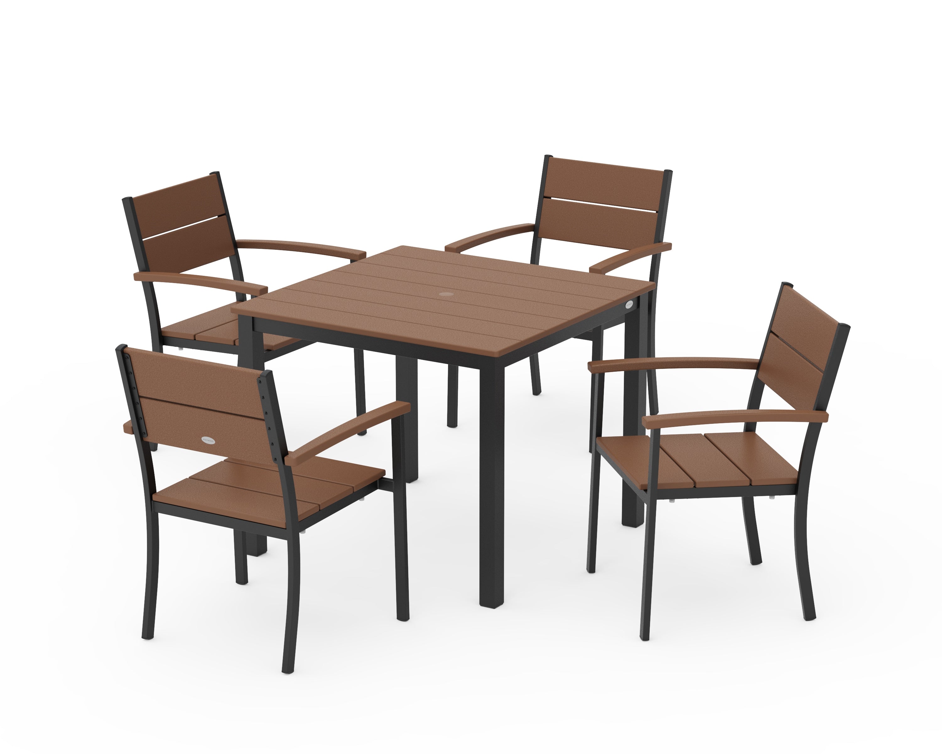 POLYWOOD® Main Street 5-Piece Dining Set in Black / Teak