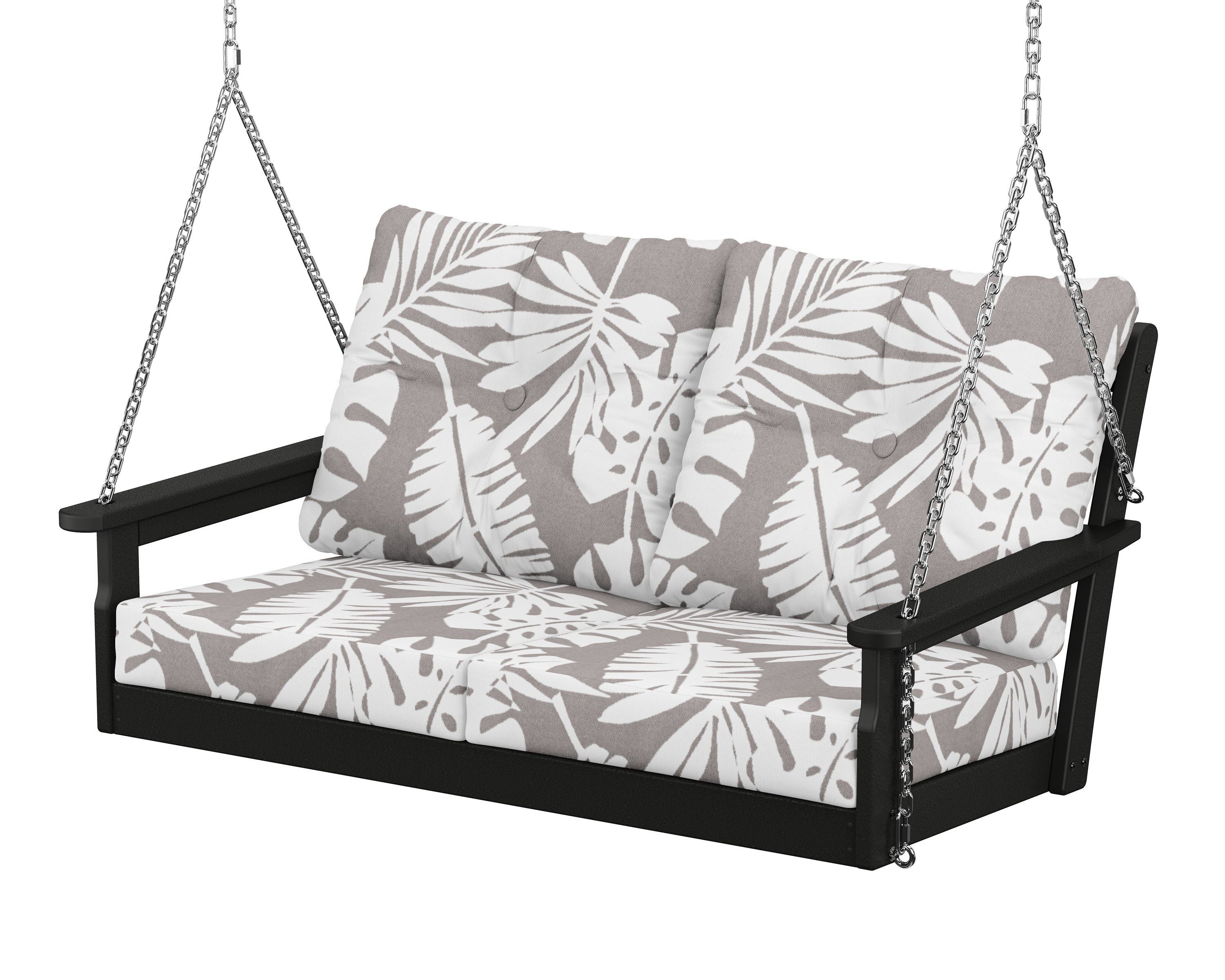 POLYWOOD® Vineyard Deep Seating Swing in Black / Leaf Grey Mist