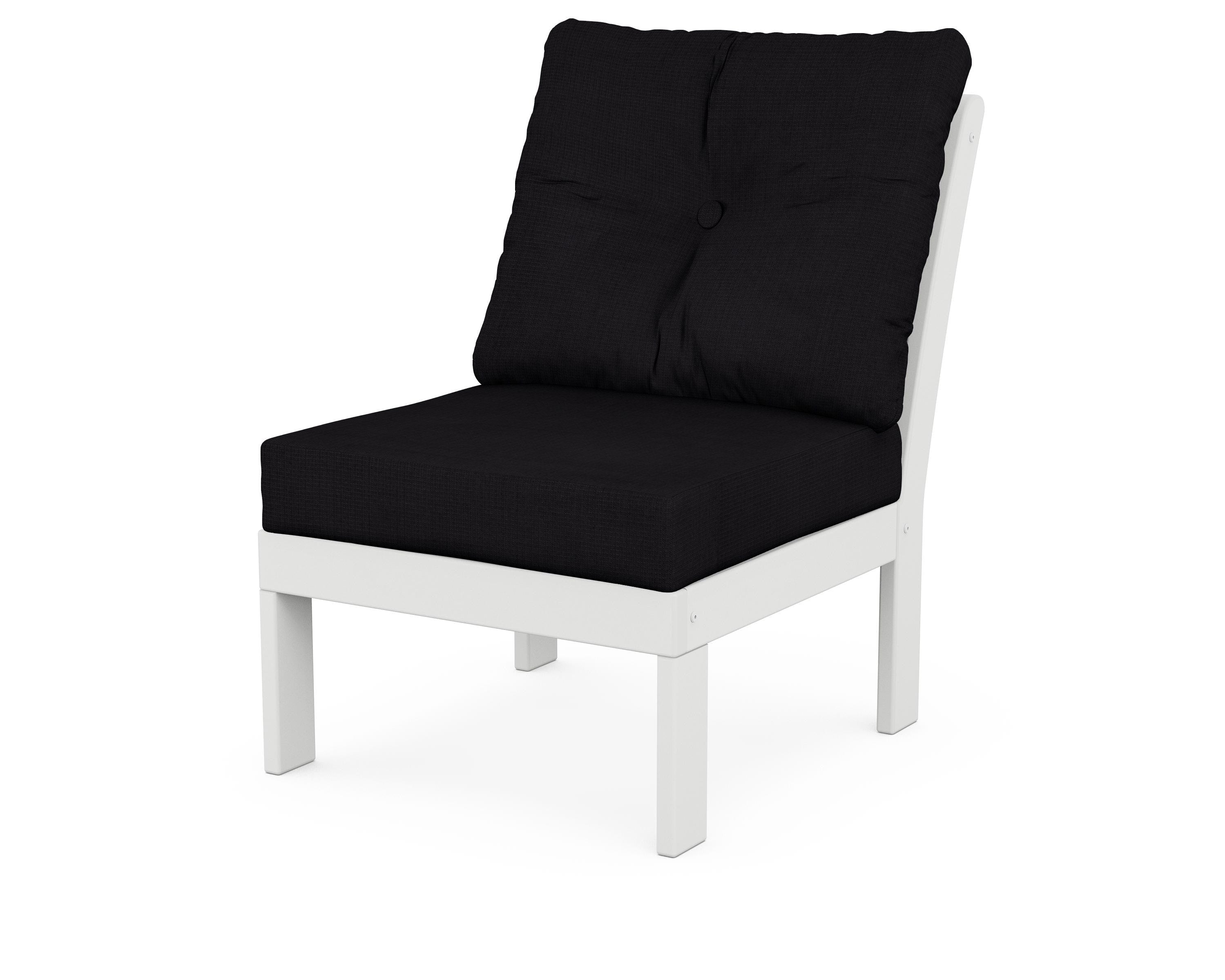 POLYWOOD® Vineyard Modular Armless Chair in White / Midnight Linen