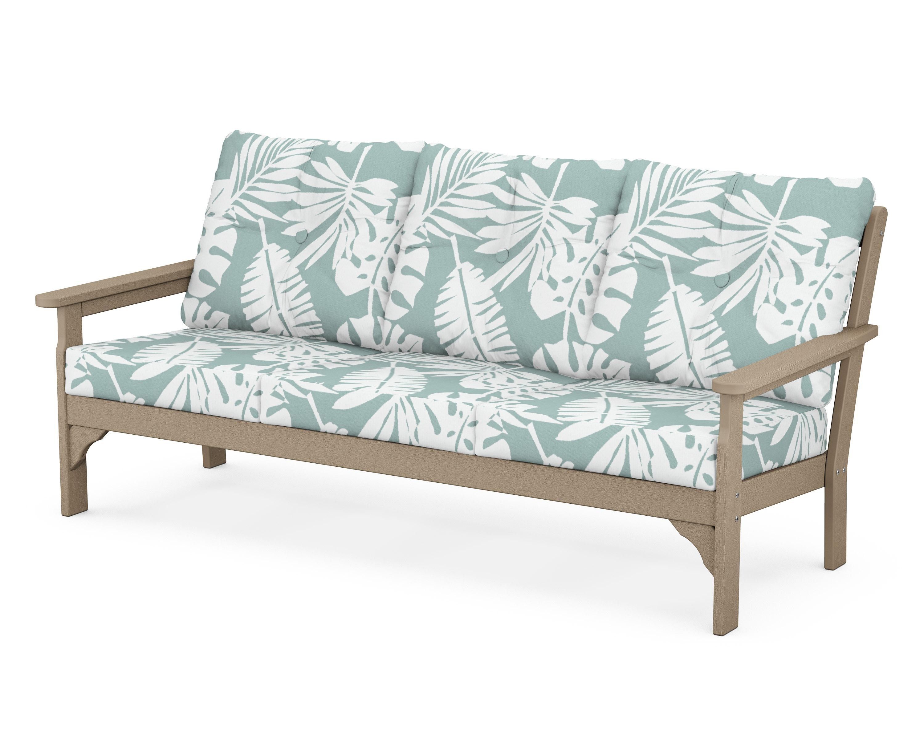 POLYWOOD® Vineyard Deep Seating Sofa in Vintage Sahara / Leaf Glacier Spa