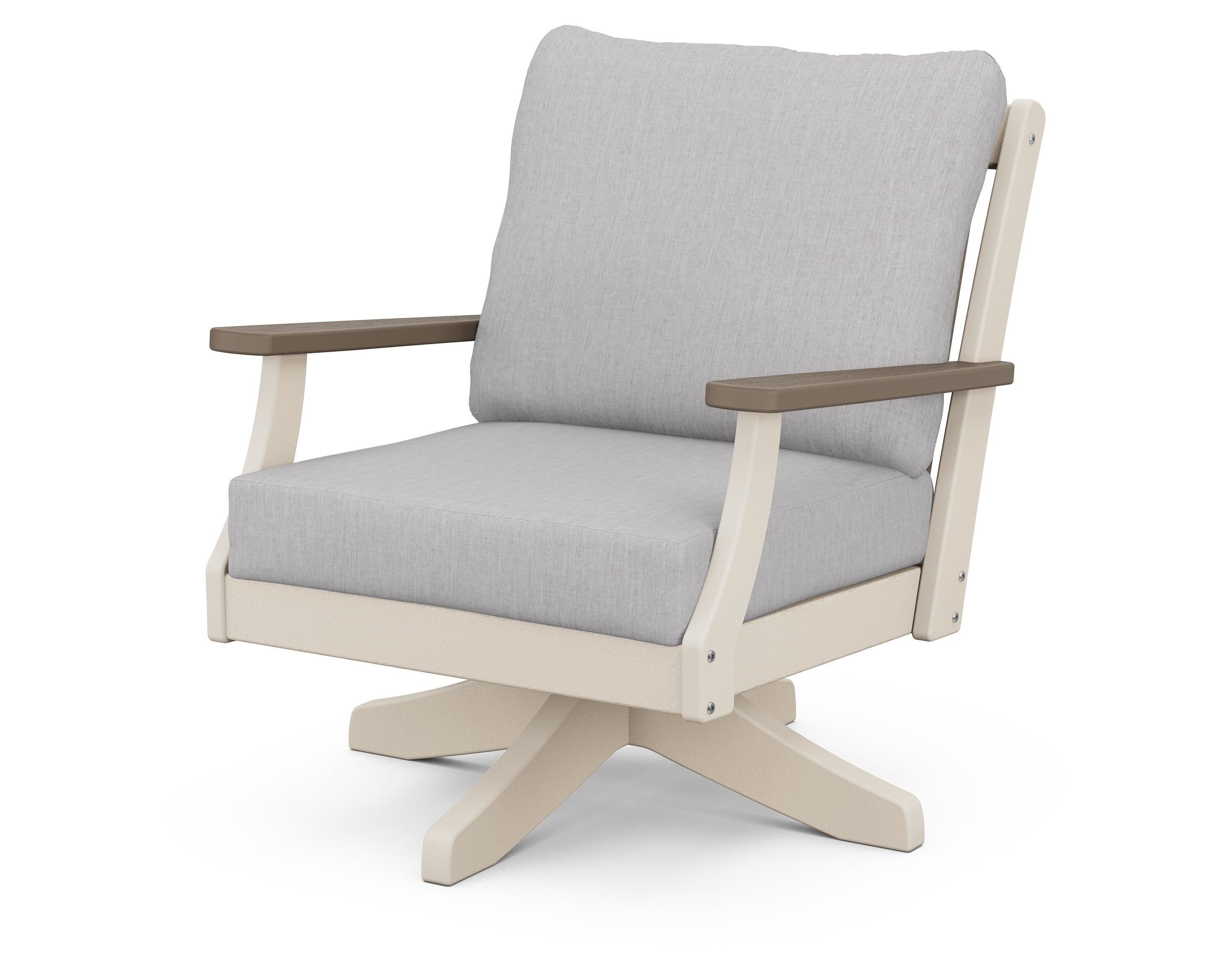 POLYWOOD® Braxton Deep Seating Swivel Chair in Sand / Kona / Granite