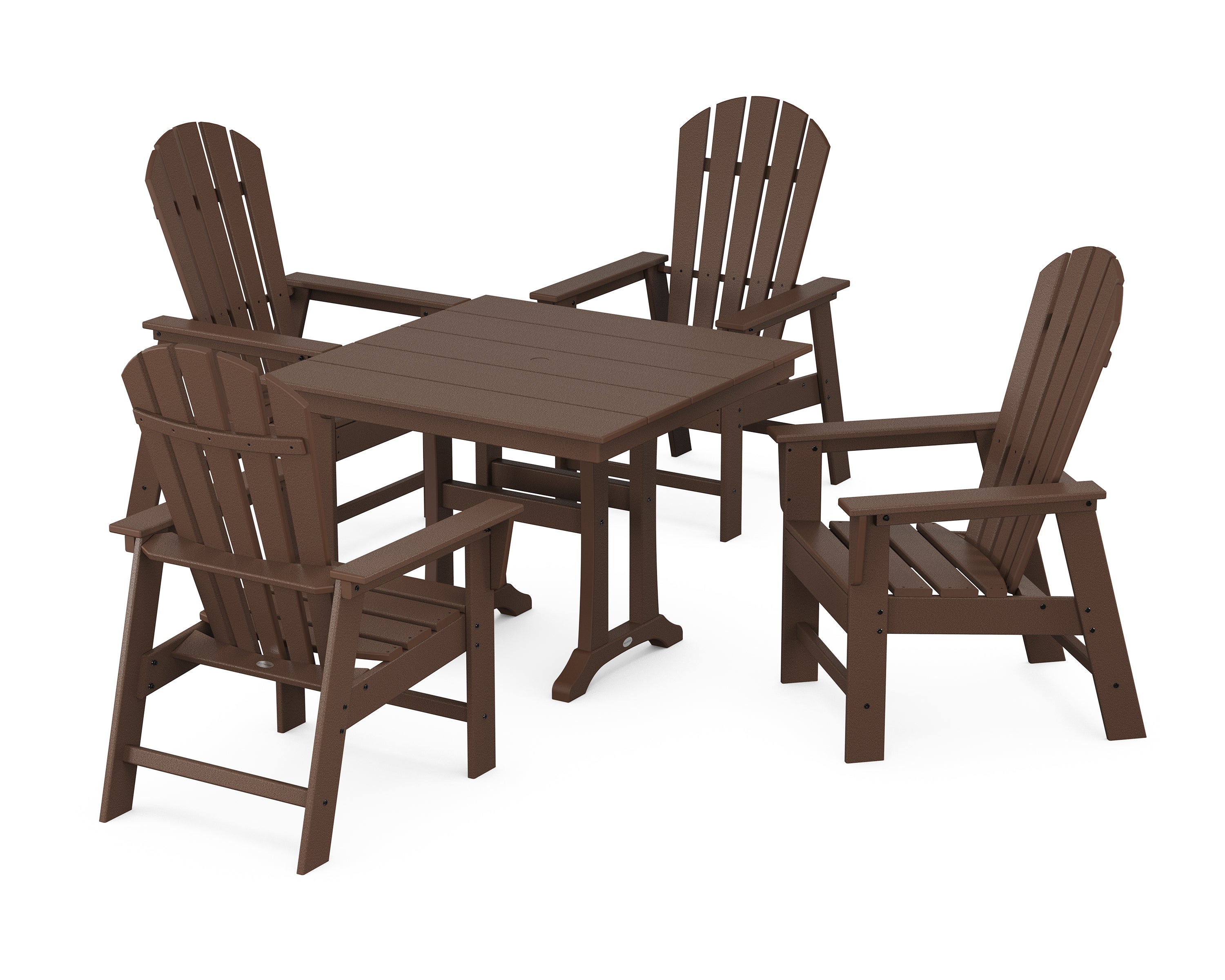 POLYWOOD® South Beach 5-Piece Farmhouse Dining Set With Trestle Legs in Mahogany