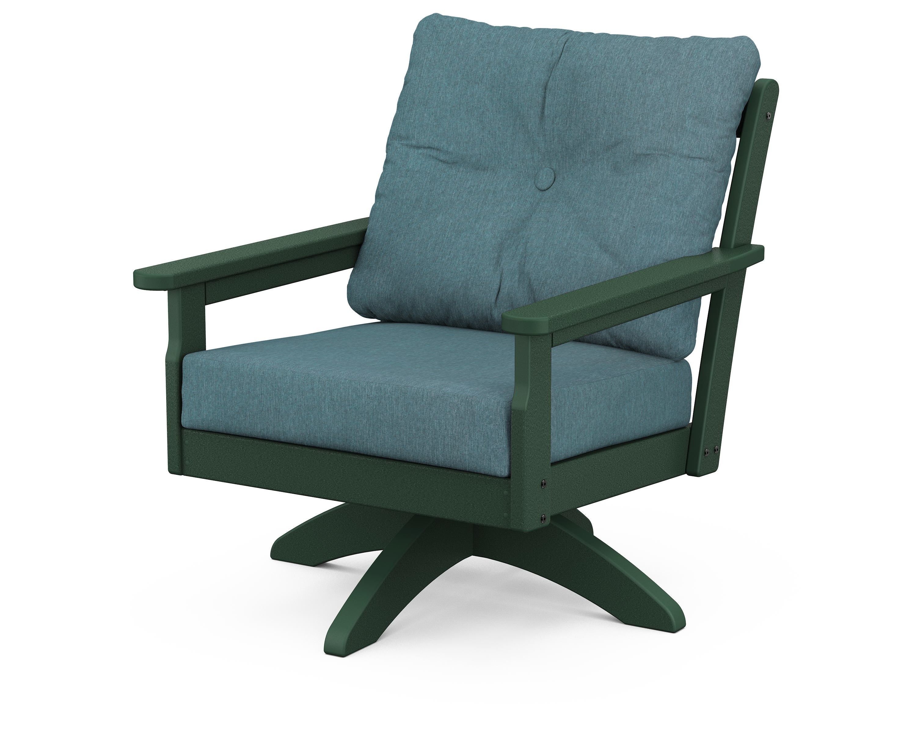 POLYWOOD® Vineyard Deep Seating Swivel Chair in Green / Ocean Teal
