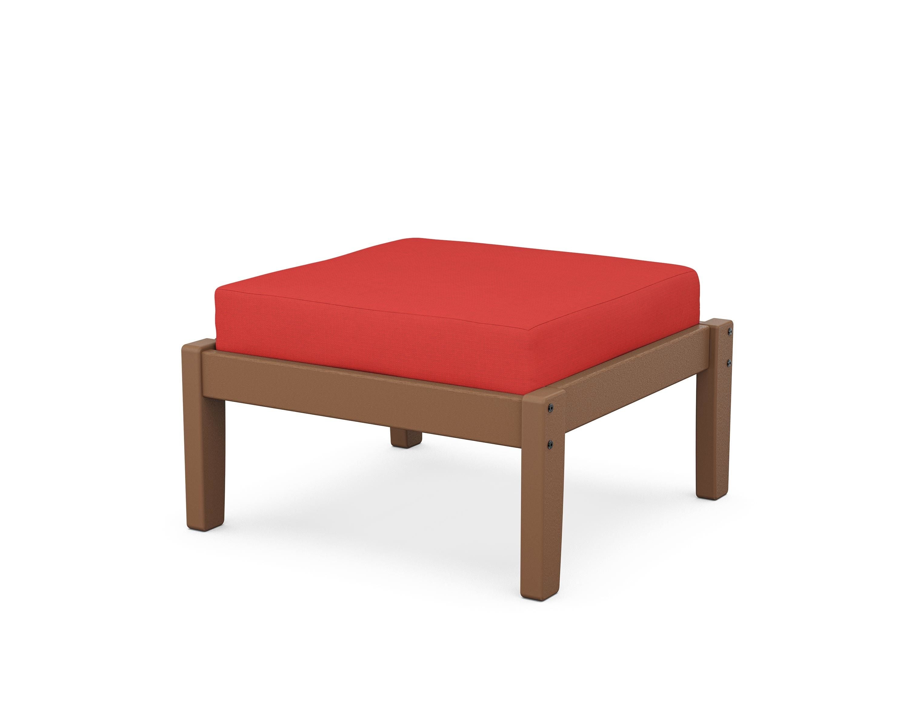 Unbranded Deep Seating Ottoman in Teak / Crimson Linen
