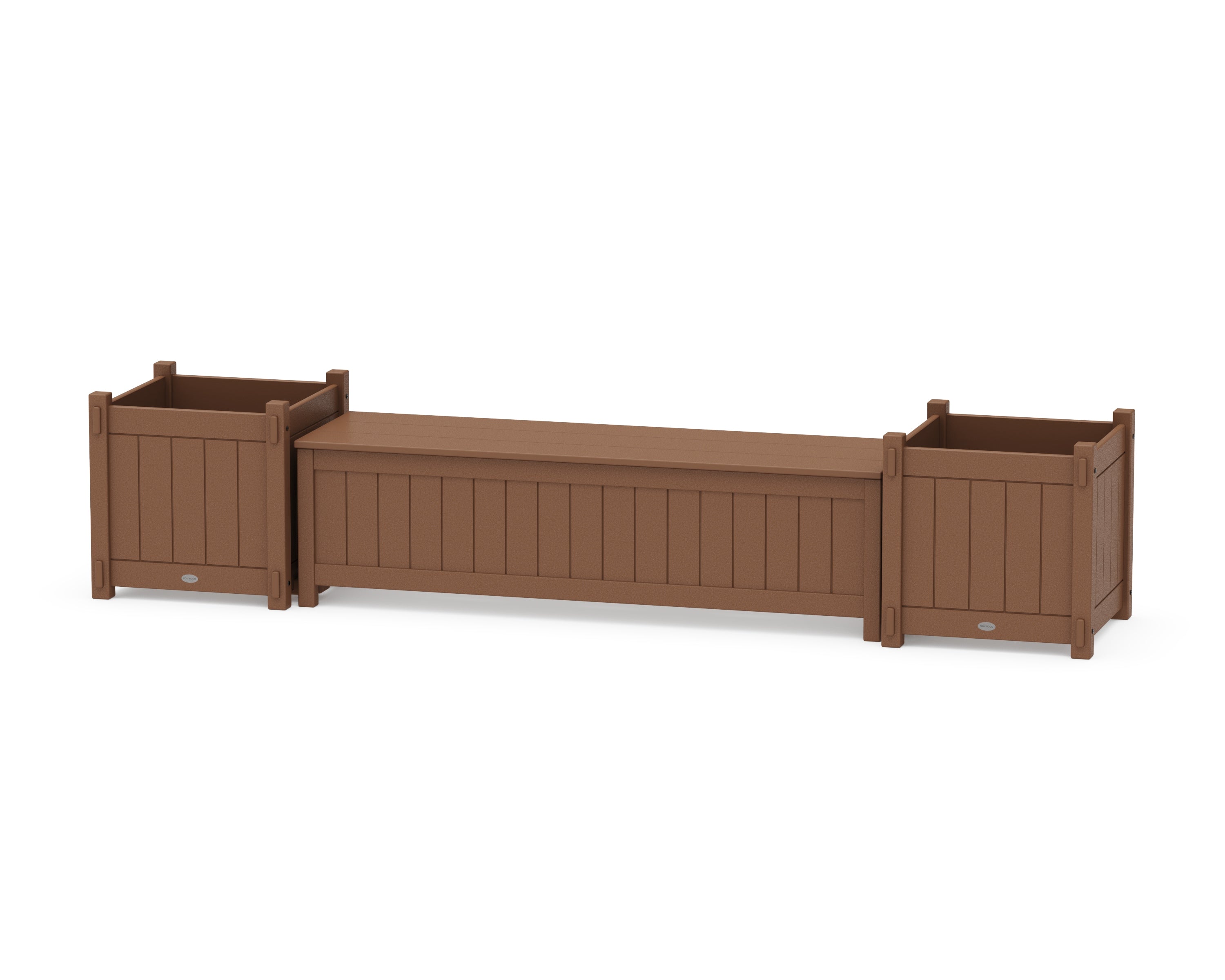 POLYWOOD® 60" Vineyard Straight Planter Storage Bench Set- Large in Teak