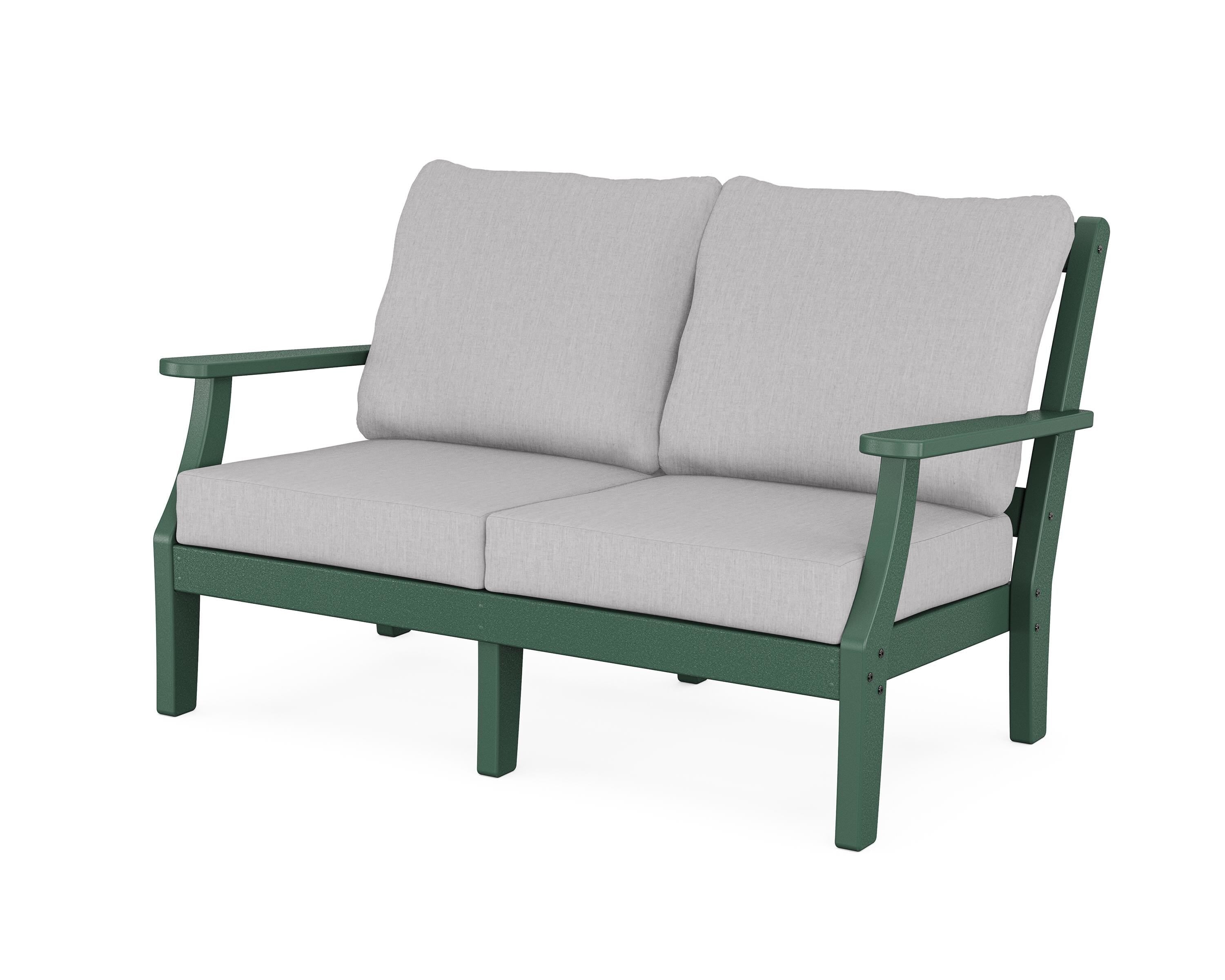 Martha Stewart by POLYWOOD® Chinoiserie Deep Seating Loveseat in Green / Granite