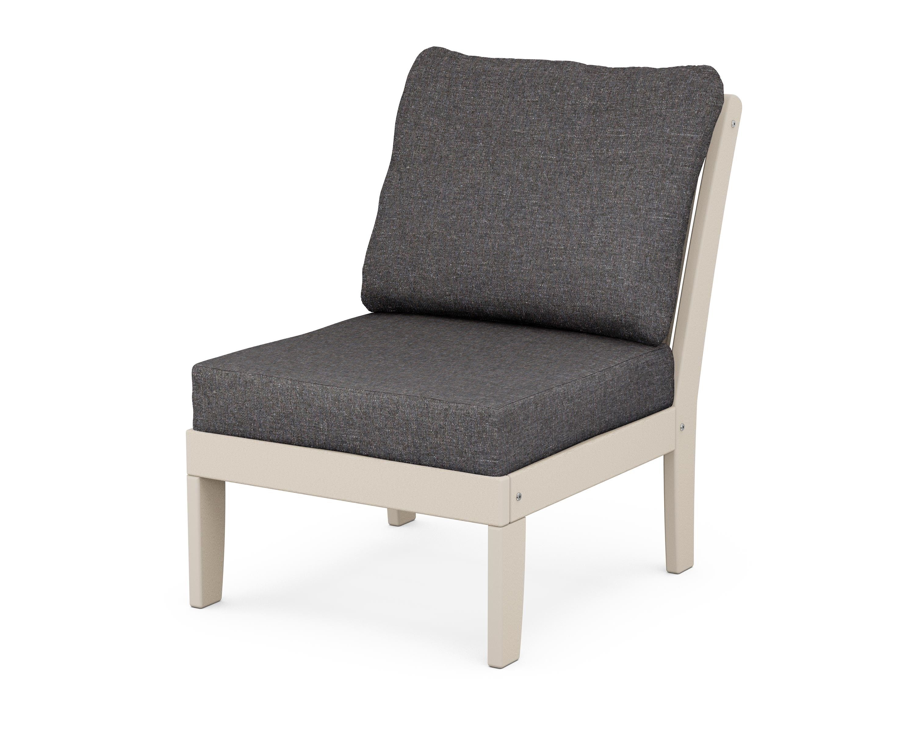 POLYWOOD® Braxton Modular Armless Chair in Sand / Ash Charcoal
