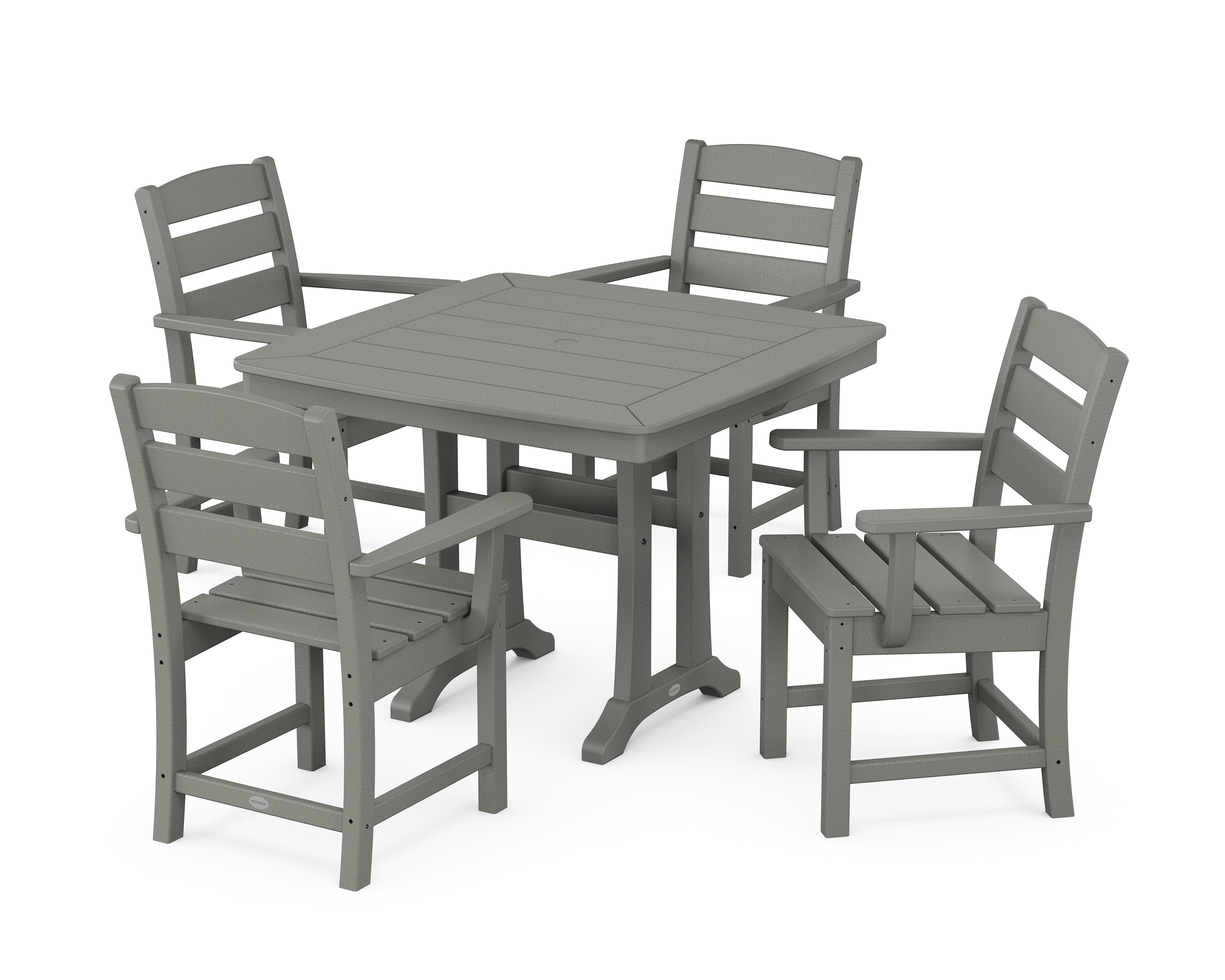POLYWOOD® Lakeside 5-Piece Dining Set with Trestle Legs in Slate Grey