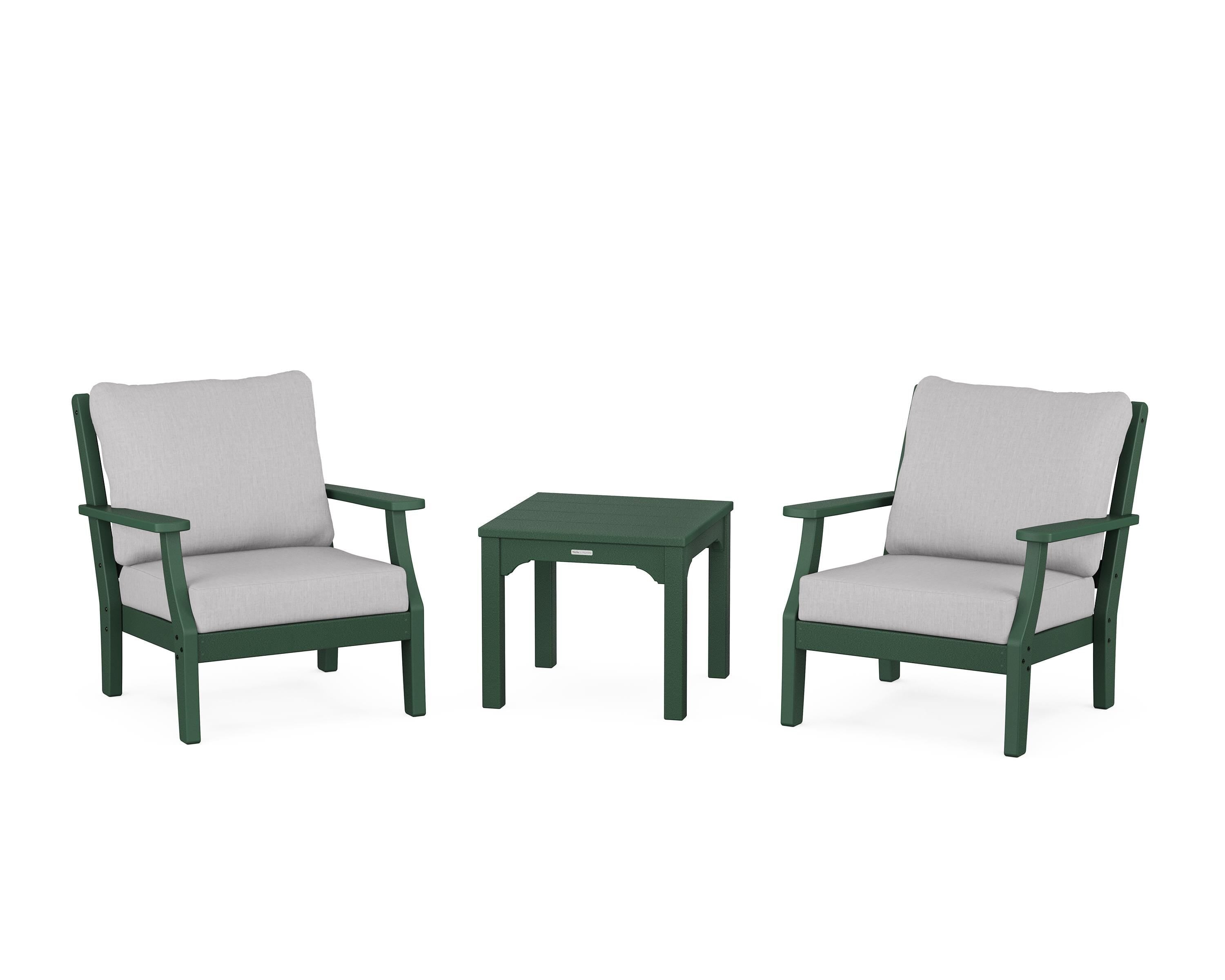 Martha Stewart by POLYWOOD® Chinoiserie 3-Piece Deep Seating Set in Green / Granite
