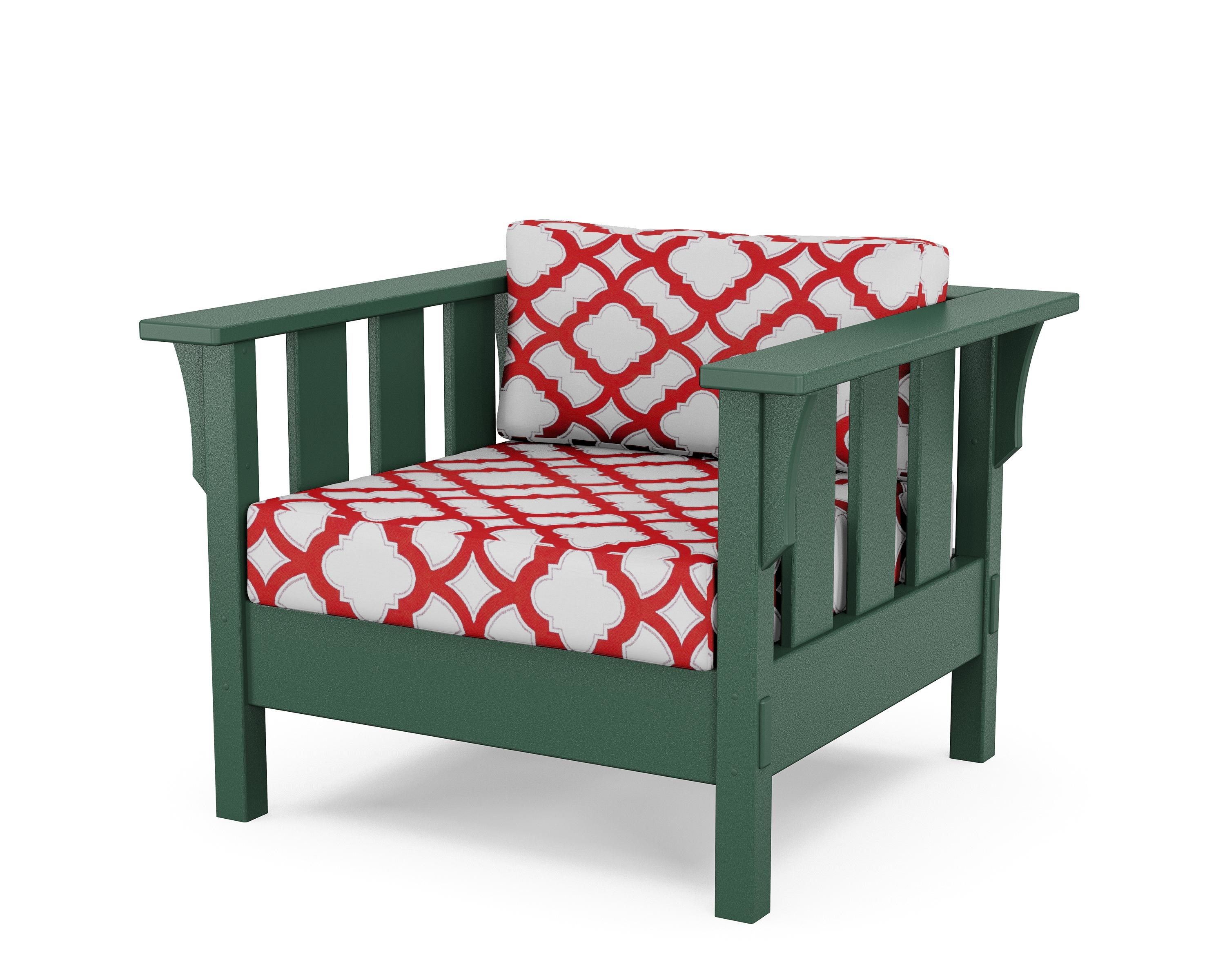 Martha Stewart by POLYWOOD® Acadia Deep Seating Chair in Green / Trellis Crimson